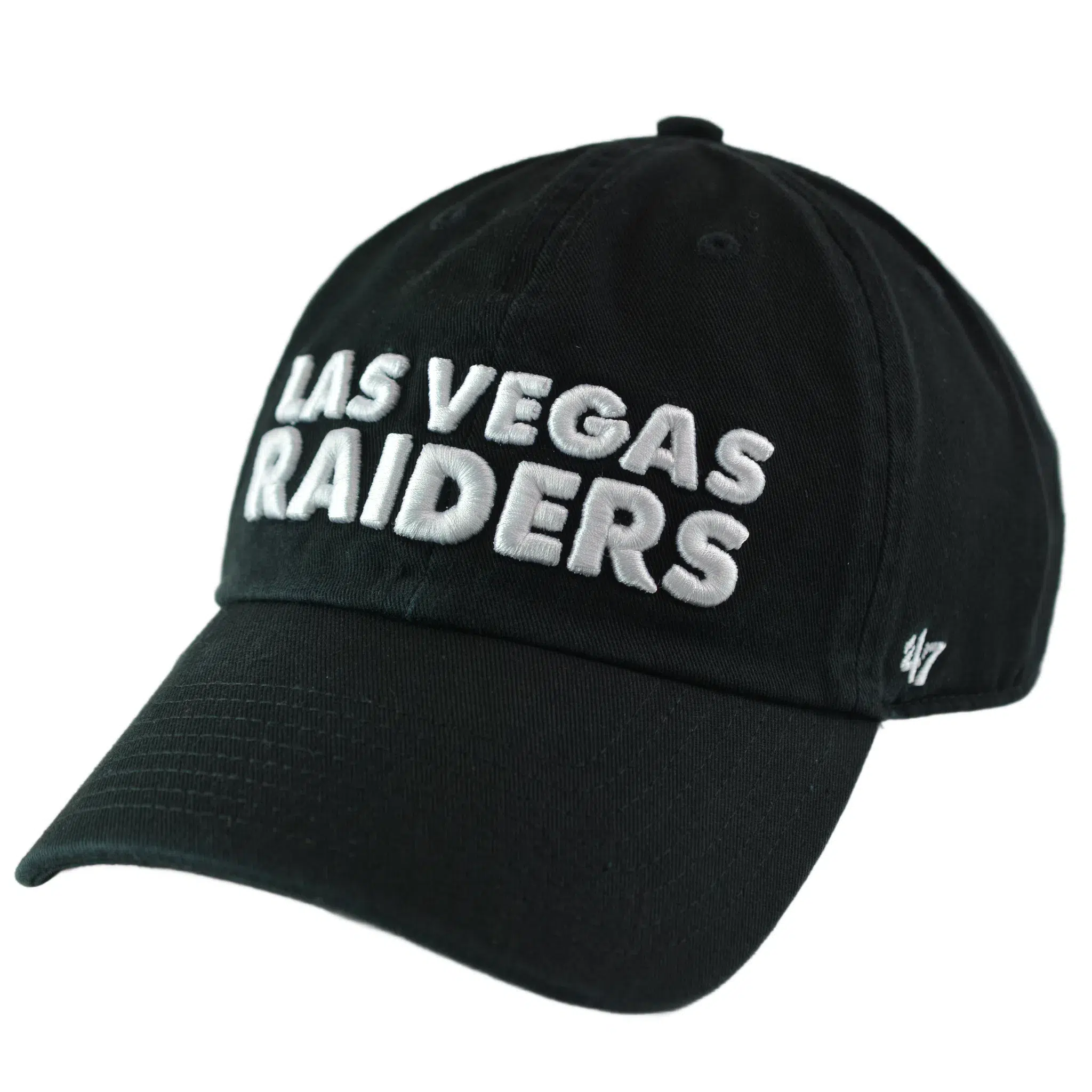 Las Vegas Raiders NFL Team Black Script Logo Clean Up Adjustable Dad Hat Cap by '47