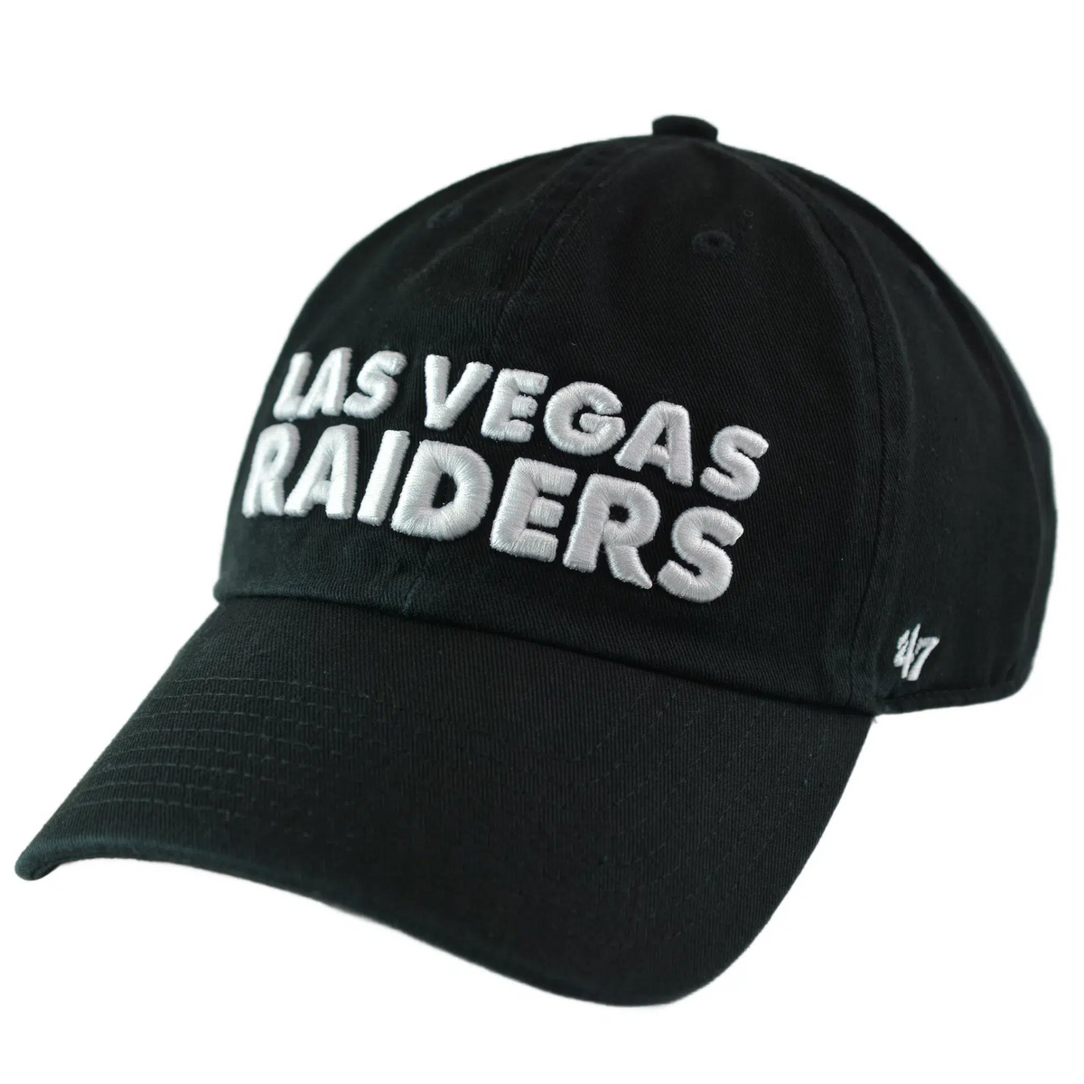 Las Vegas Raiders NFL Team Black Script Logo Clean Up Adjustable Dad Hat Cap by '47