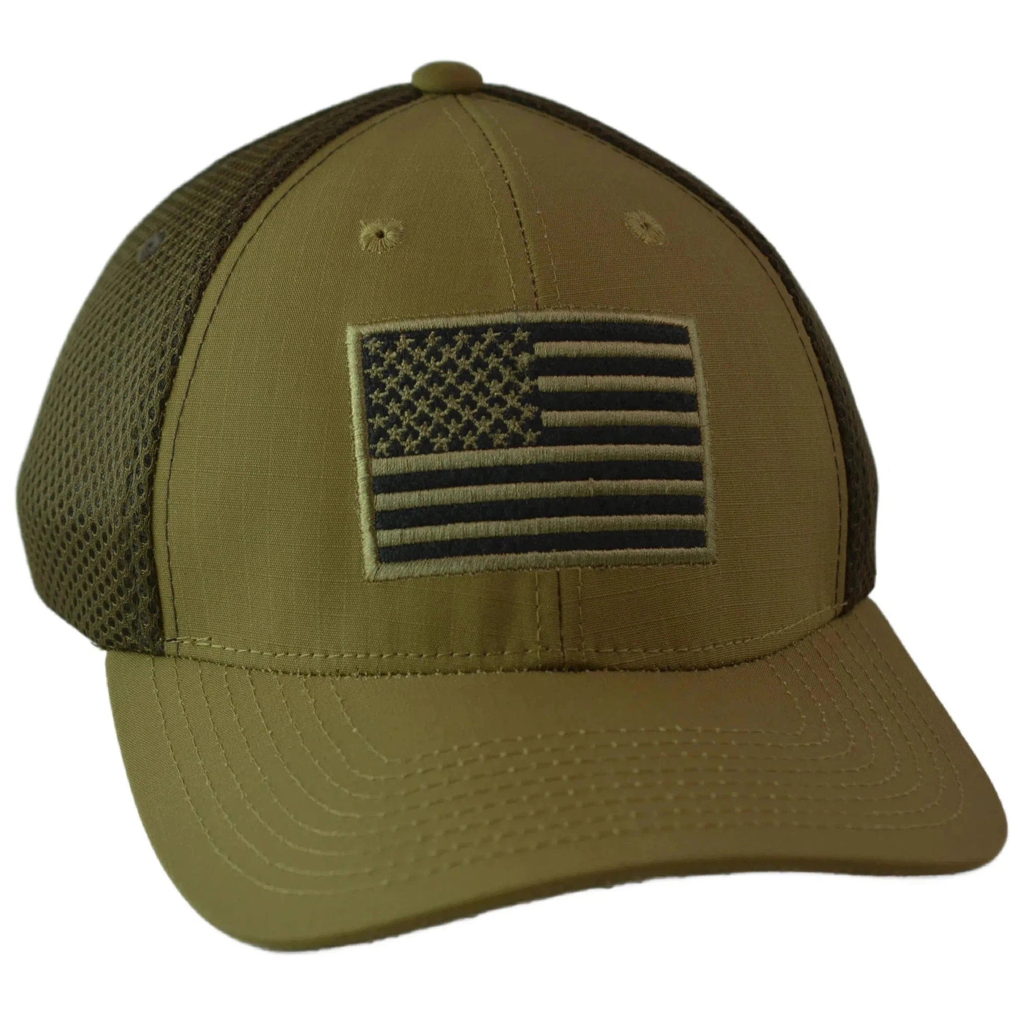 United States USA Tonal Flag Coyote Tactical AirMesh Ripstop Hat by Rapid Dominance