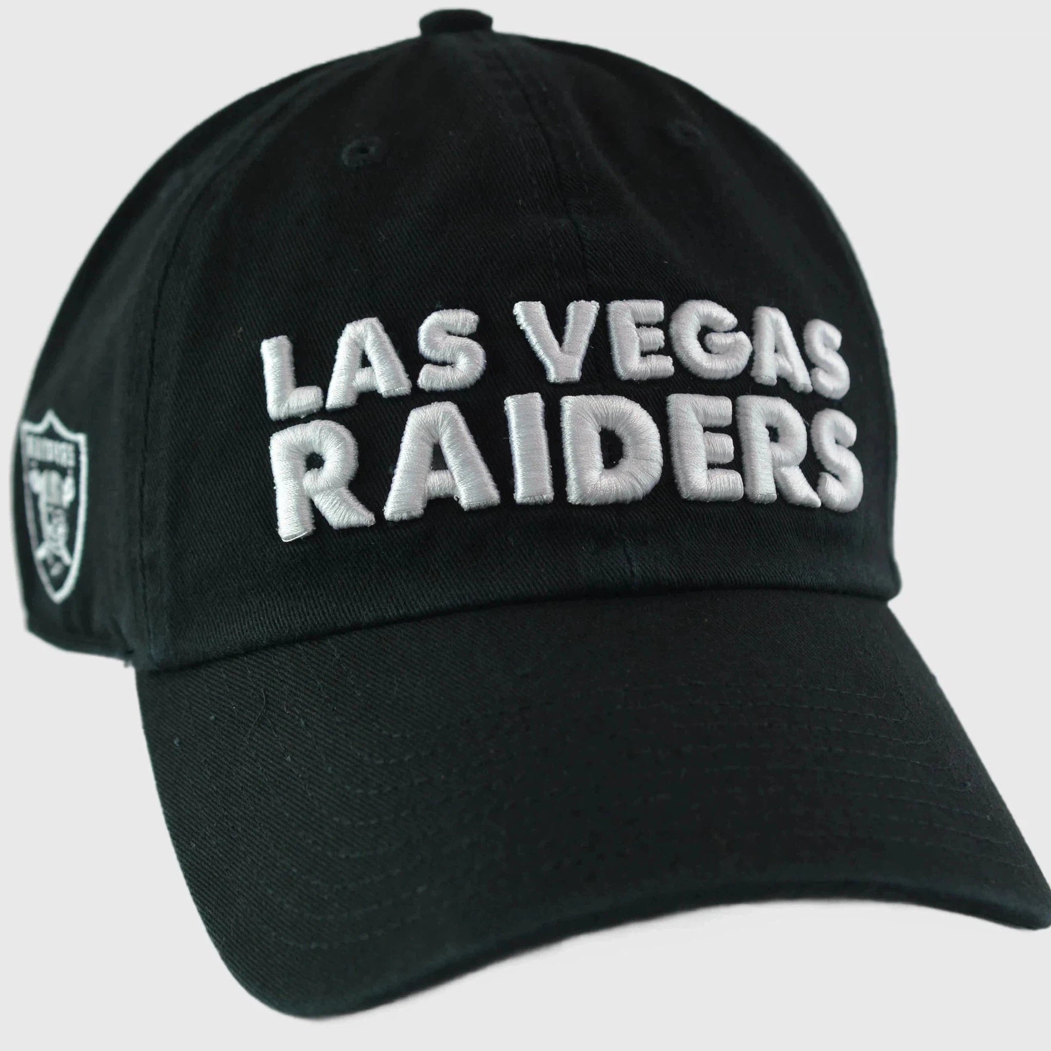 Las Vegas Raiders NFL Team Black Script Logo Clean Up Adjustable Dad Hat Cap by '47