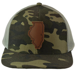 Local Crowns Leather Patch Illinois State Camouflage & Off White Snapback Cap Trucker Hat