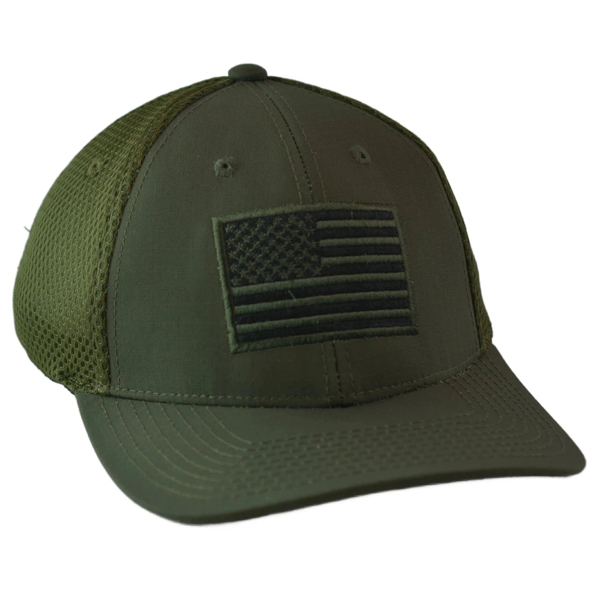 United States USA Tonal Flag Olive Drab Tactical AirMesh Ripstop Hat by Rapid Dominance