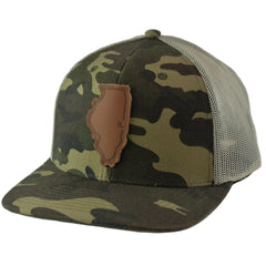 Local Crowns Leather Patch Illinois State Camouflage & Off White Snapback Cap Trucker Hat