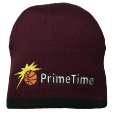 Primetime Basketball League Burgundy & Black Reversible Knit Beanie