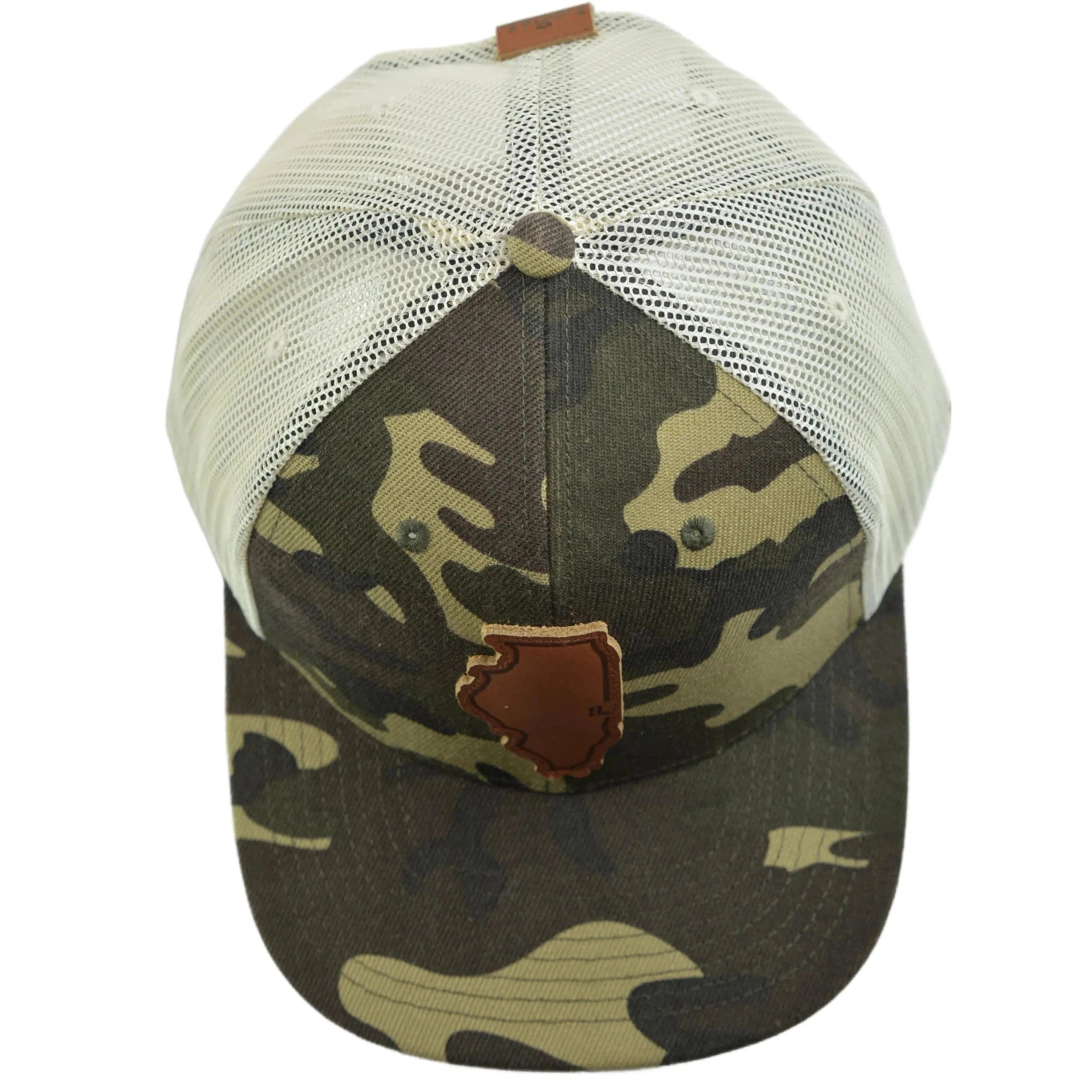 Local Crowns Leather Patch Illinois State Camouflage & Off White Snapback Cap Trucker Hat