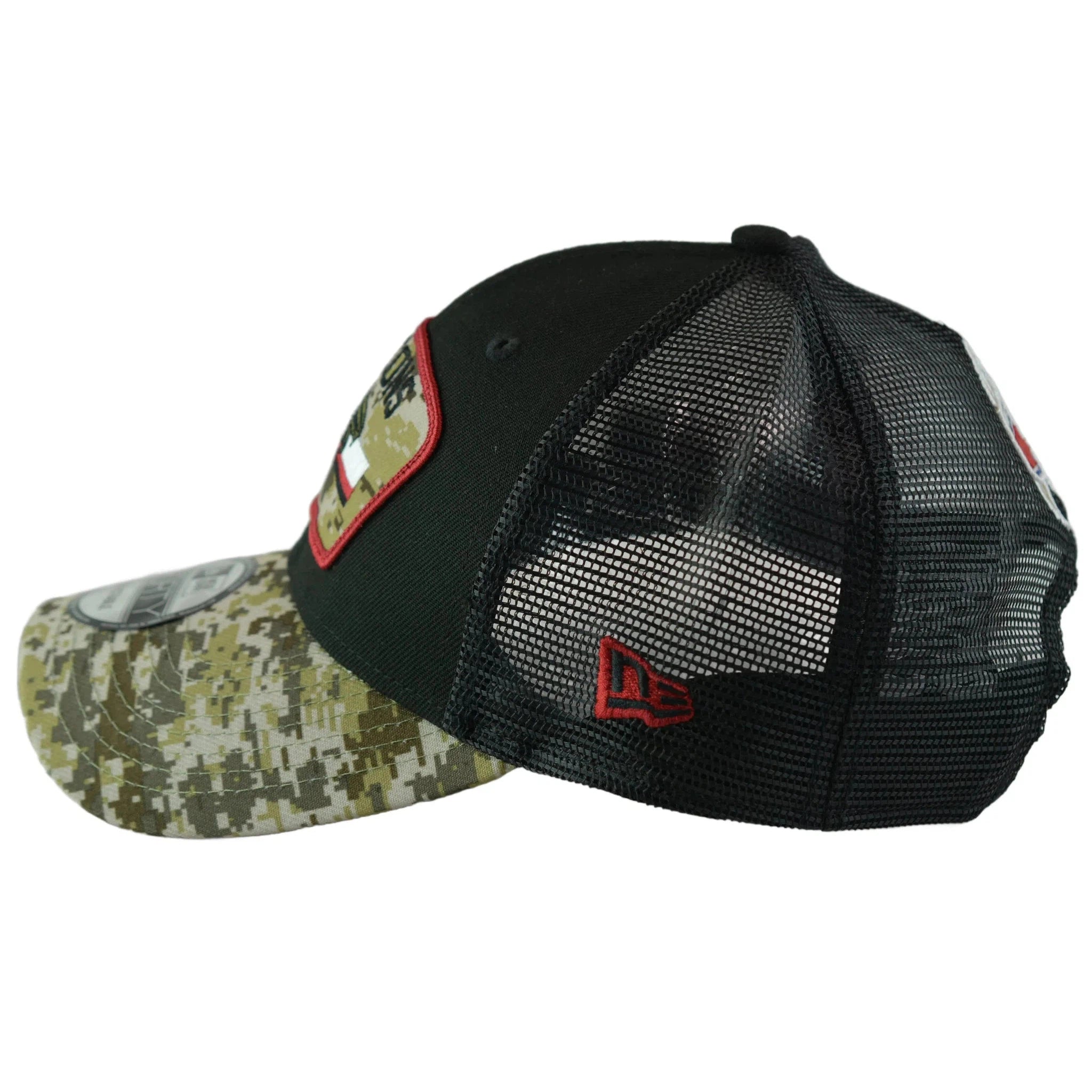 Atlanta Falcons New Era 940 Salute To Service Black/Camo Mesh Back Adjustable Men's Snapback Hat