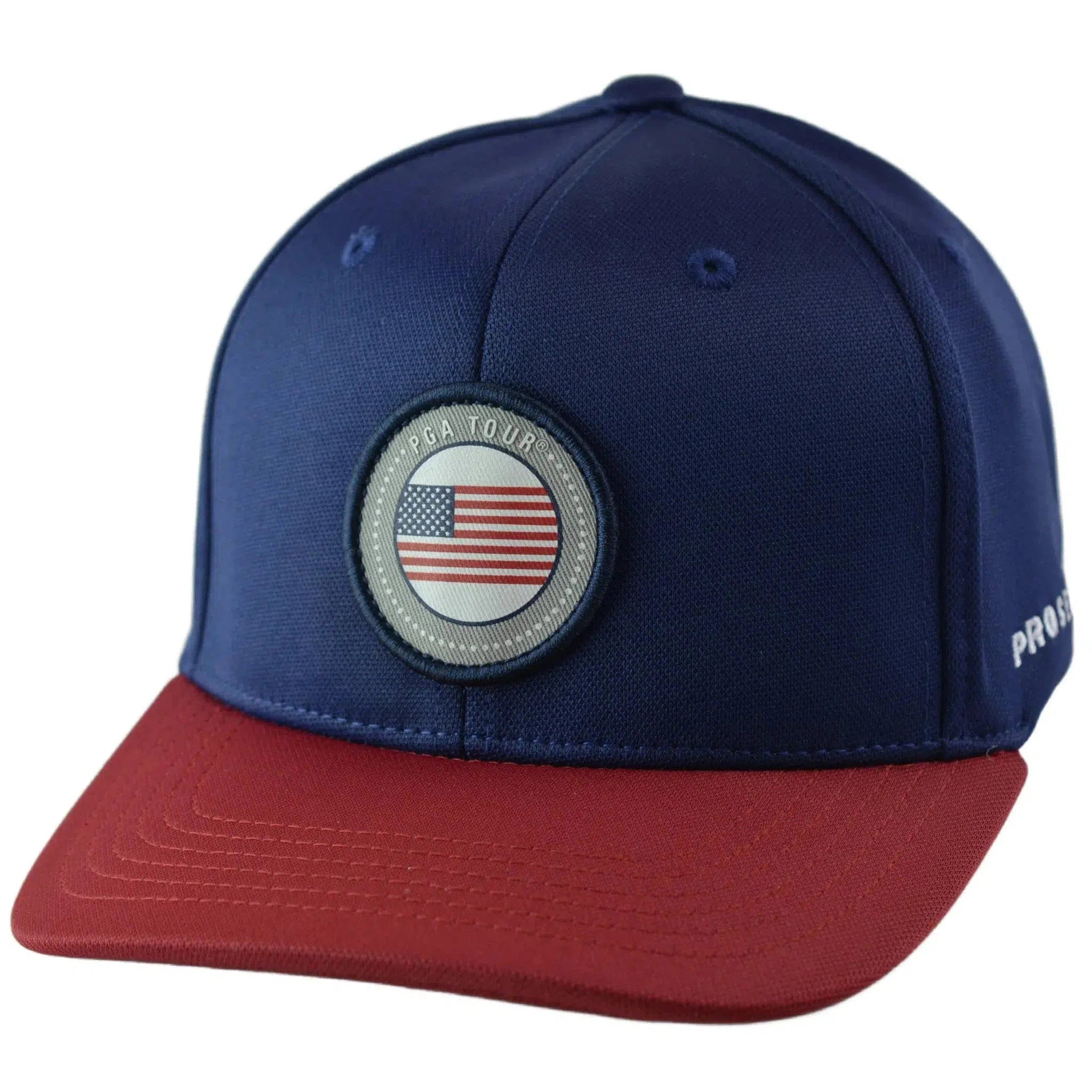 PGA Tour Pro Series Circle Logo Lightweight Navy Blue & Red Adjustable Golf Hat