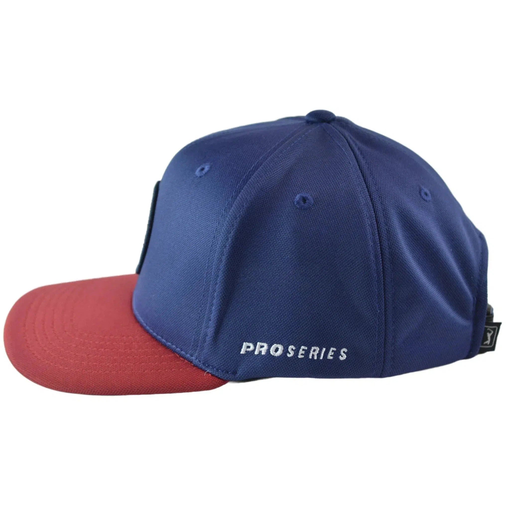 PGA Tour Pro Series Circle Logo Lightweight Navy Blue & Red Adjustable Golf Hat