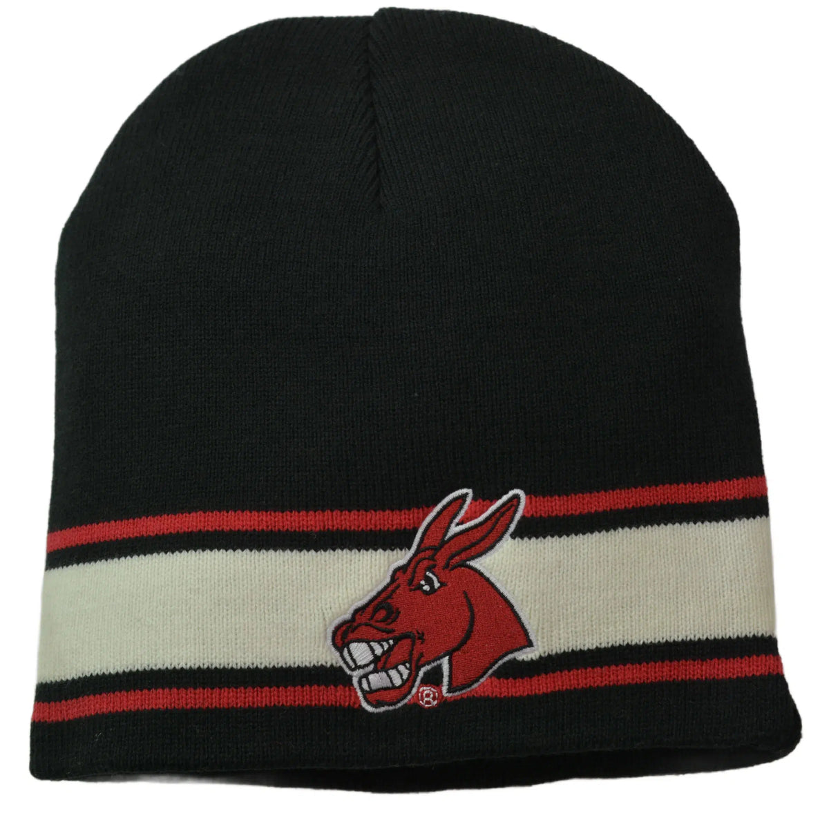 Central Missouri Mules NCAA Team Logo Cuff-less Knit Black & White Beanie Winter Hat