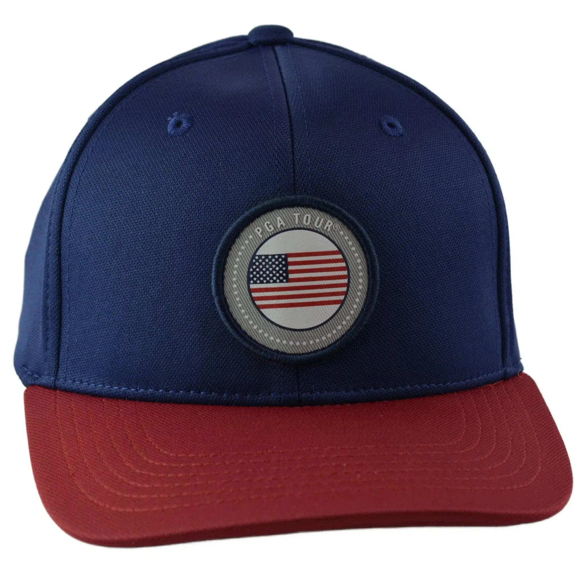 PGA Tour Pro Series Circle Logo Lightweight Navy Blue & Red Adjustable Golf Hat