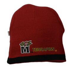 Maryland Terrapins NCAA Reversible Team Logo Knit Beanie Black & Red Winter Hat