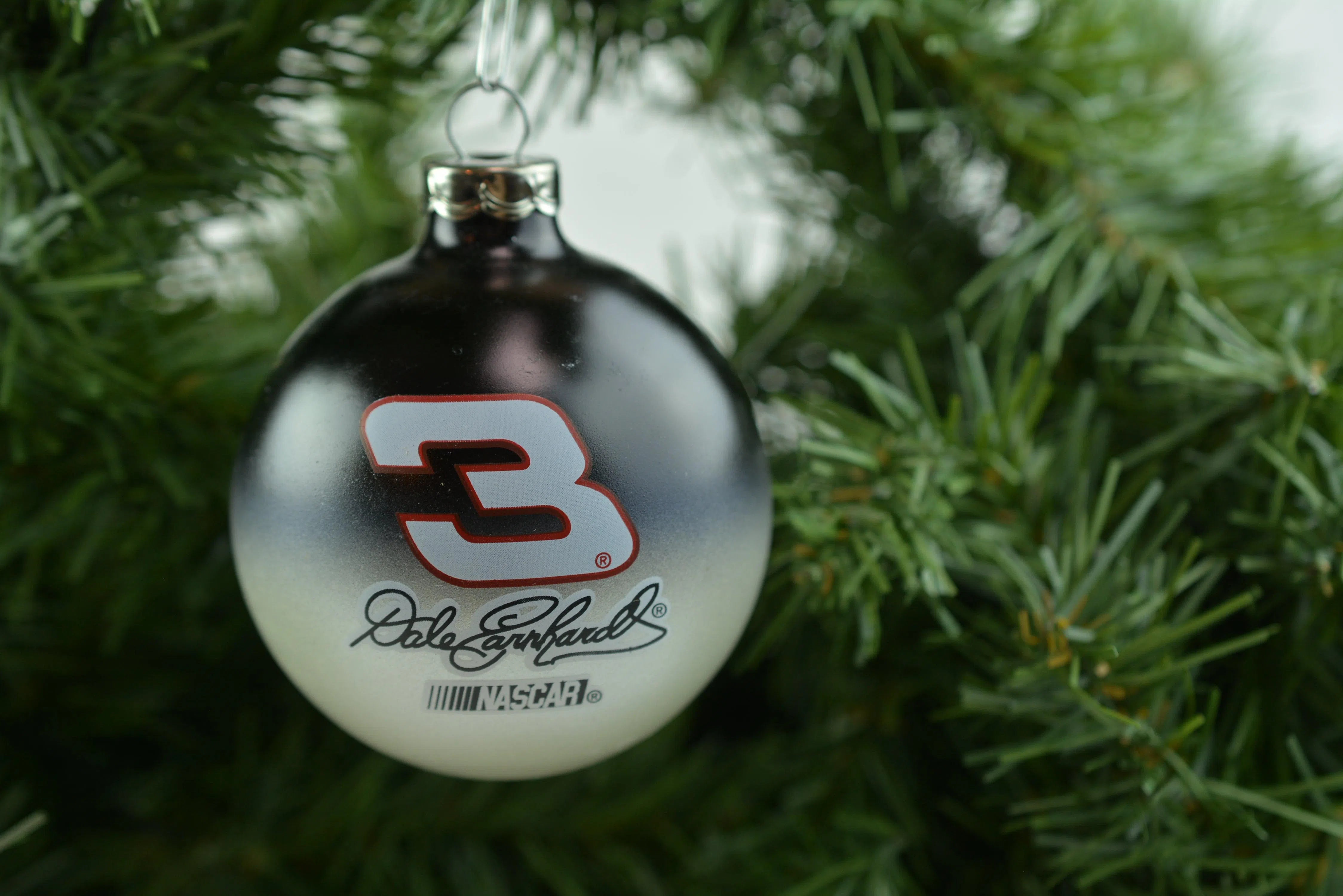 Dale Earnhardt Sr. #3 NASCAR Collectors Series Glass Holiday Christmas Ornament