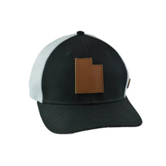 Local Crowns Leather Patch Utah State Black & White Snapback Cap Trucker Hat