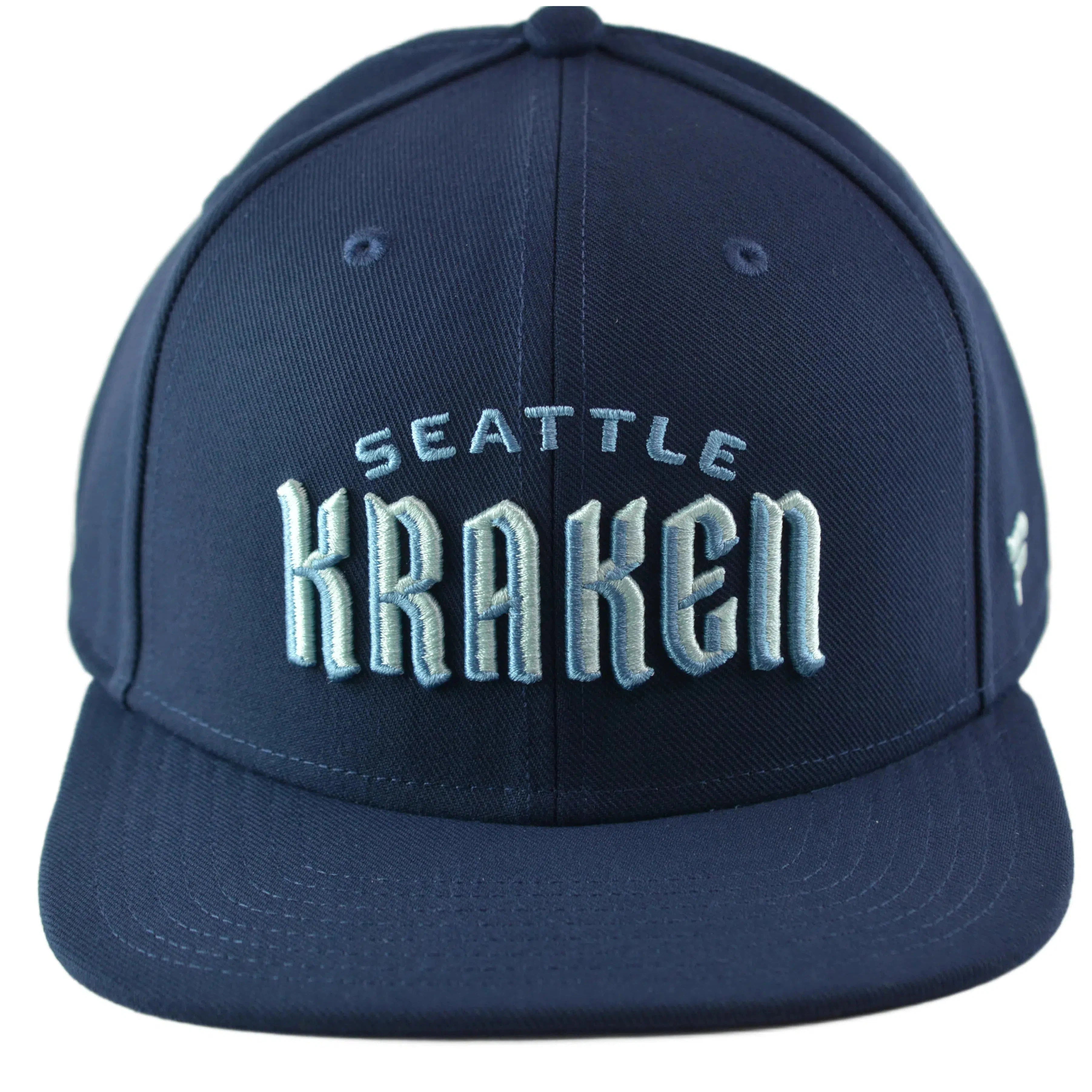 Seattle Kraken Men's NHL Wordmark Logo Blue Snapback Hat by Fanatics Position 2