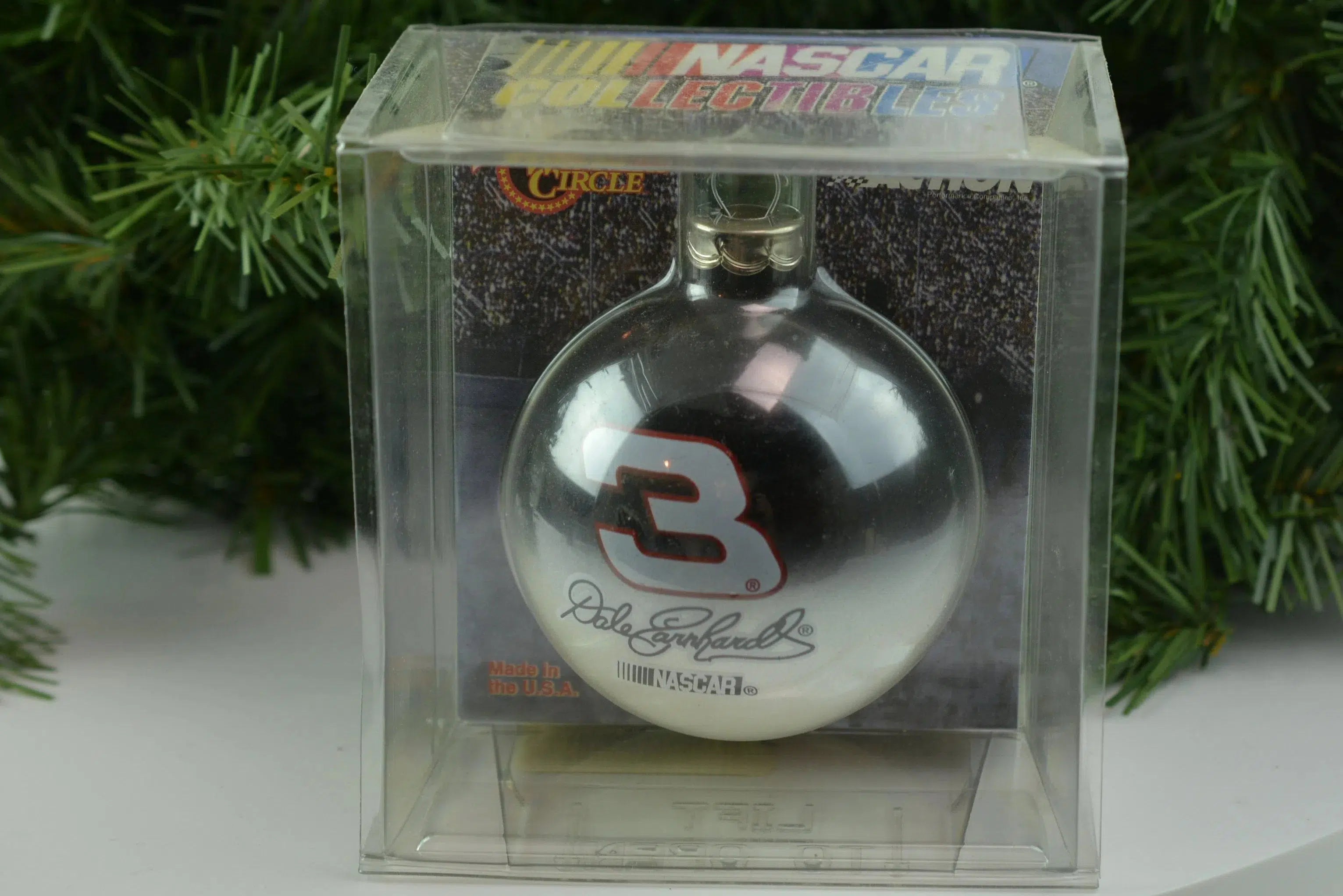 Dale Earnhardt Sr. #3 NASCAR Collectors Series Glass Holiday Christmas Ornament