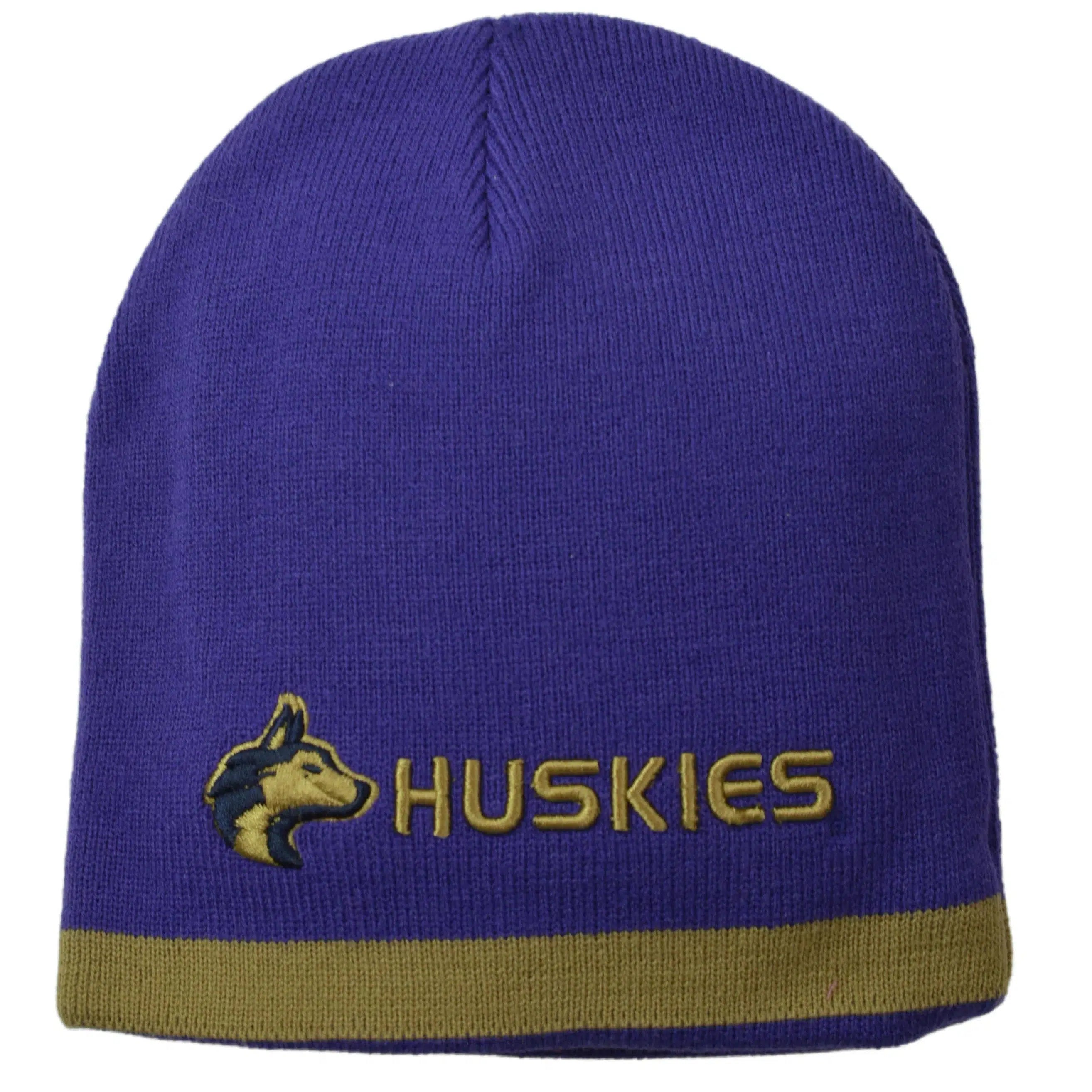 Washington Huskies NCAA Reversible Team Logo Knit Beanie Purple & Gold Winter Hat