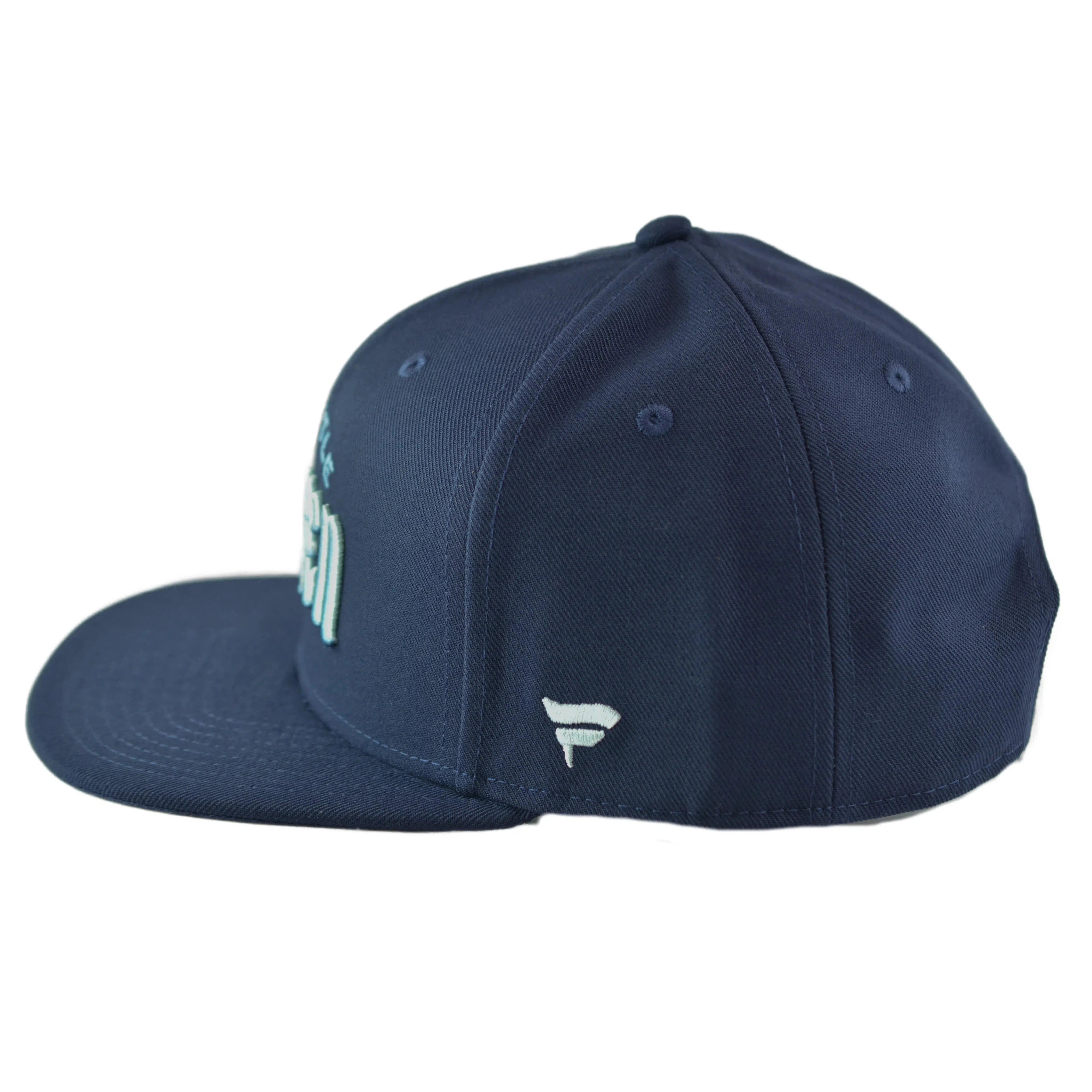 Seattle Kraken Men's NHL Wordmark Logo Blue Snapback Hat by Fanatics Position 6