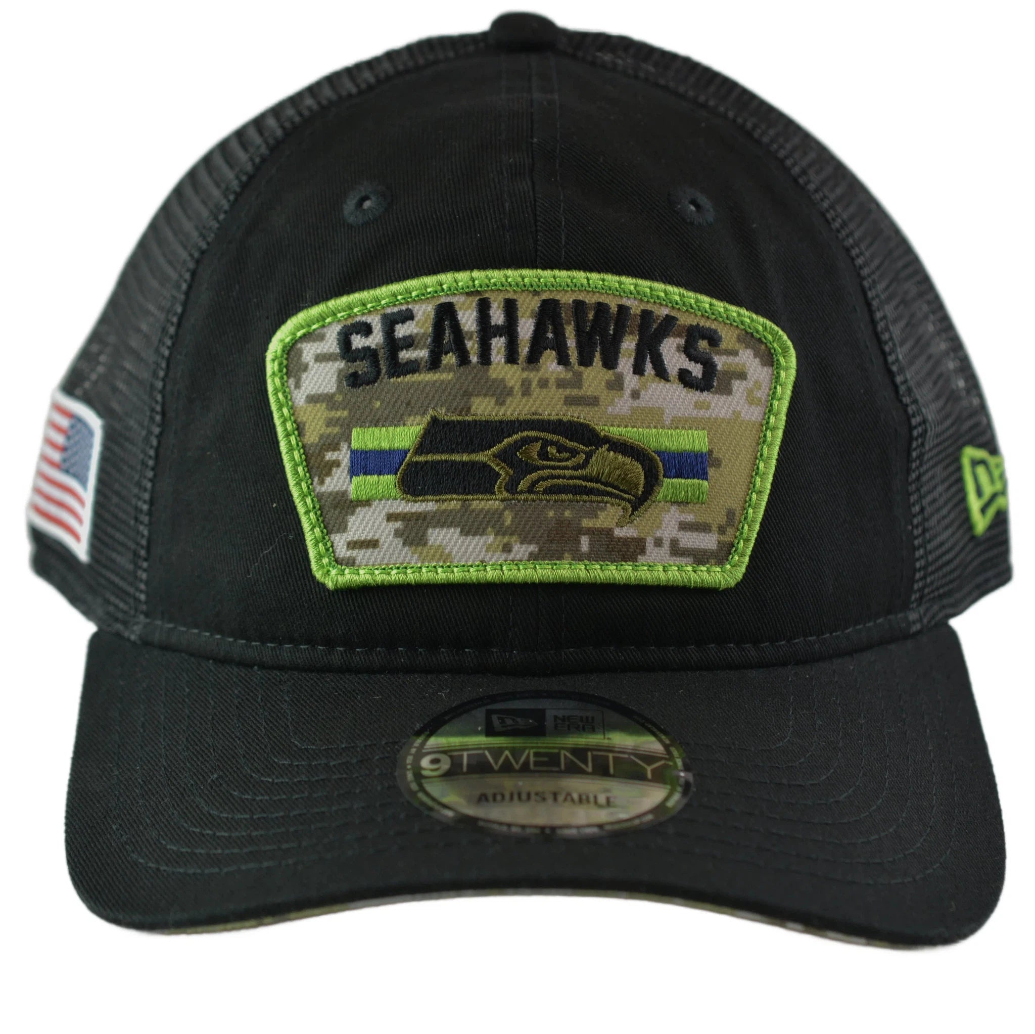 Seattle Seahawks New Era 920 Salute To Service Black Mesh Back Adjustable Men's Snapback Hat