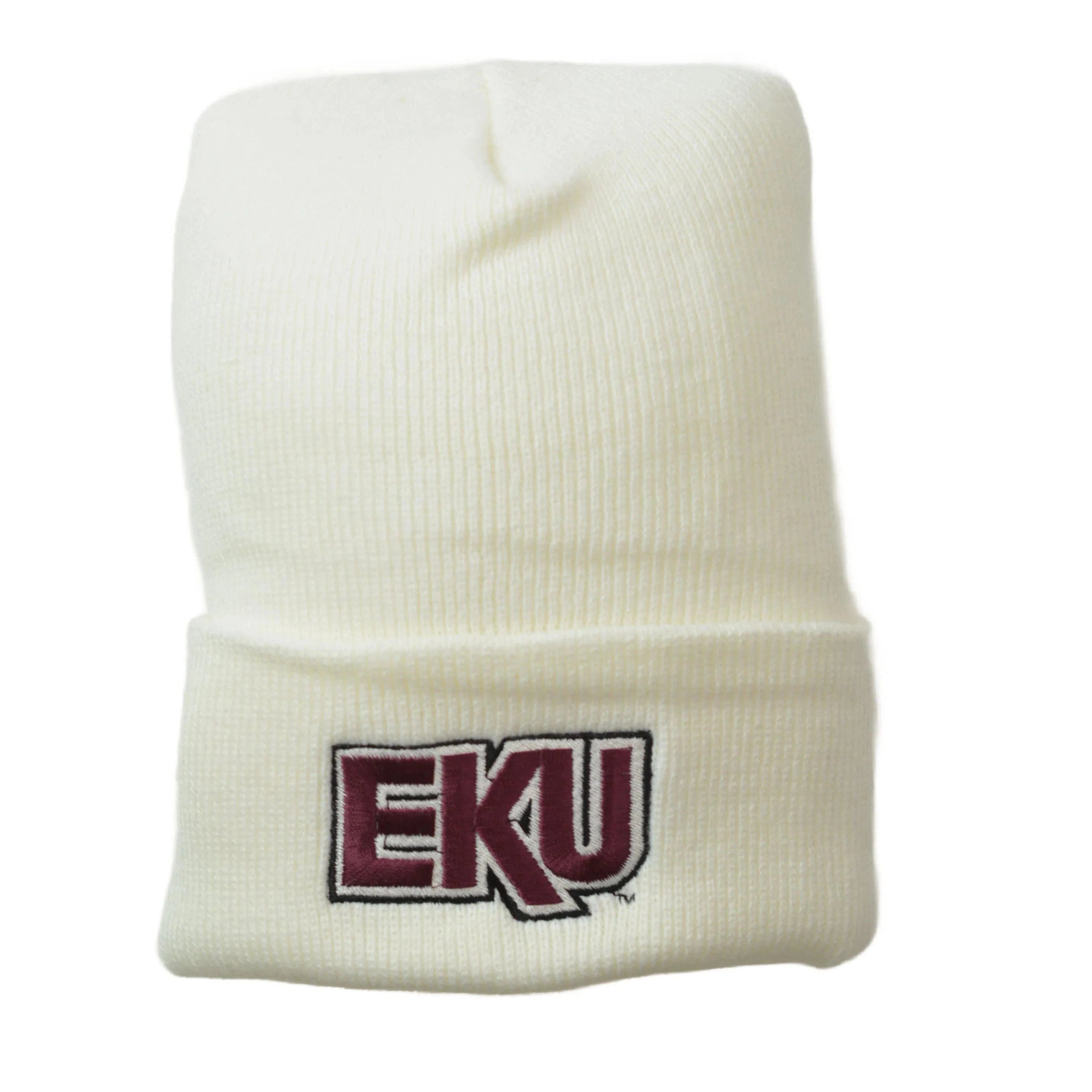 EKU Eastern Kentucky Colonels Coliseum NCAA Team Cuffed Knit White Beanie Winter Hat