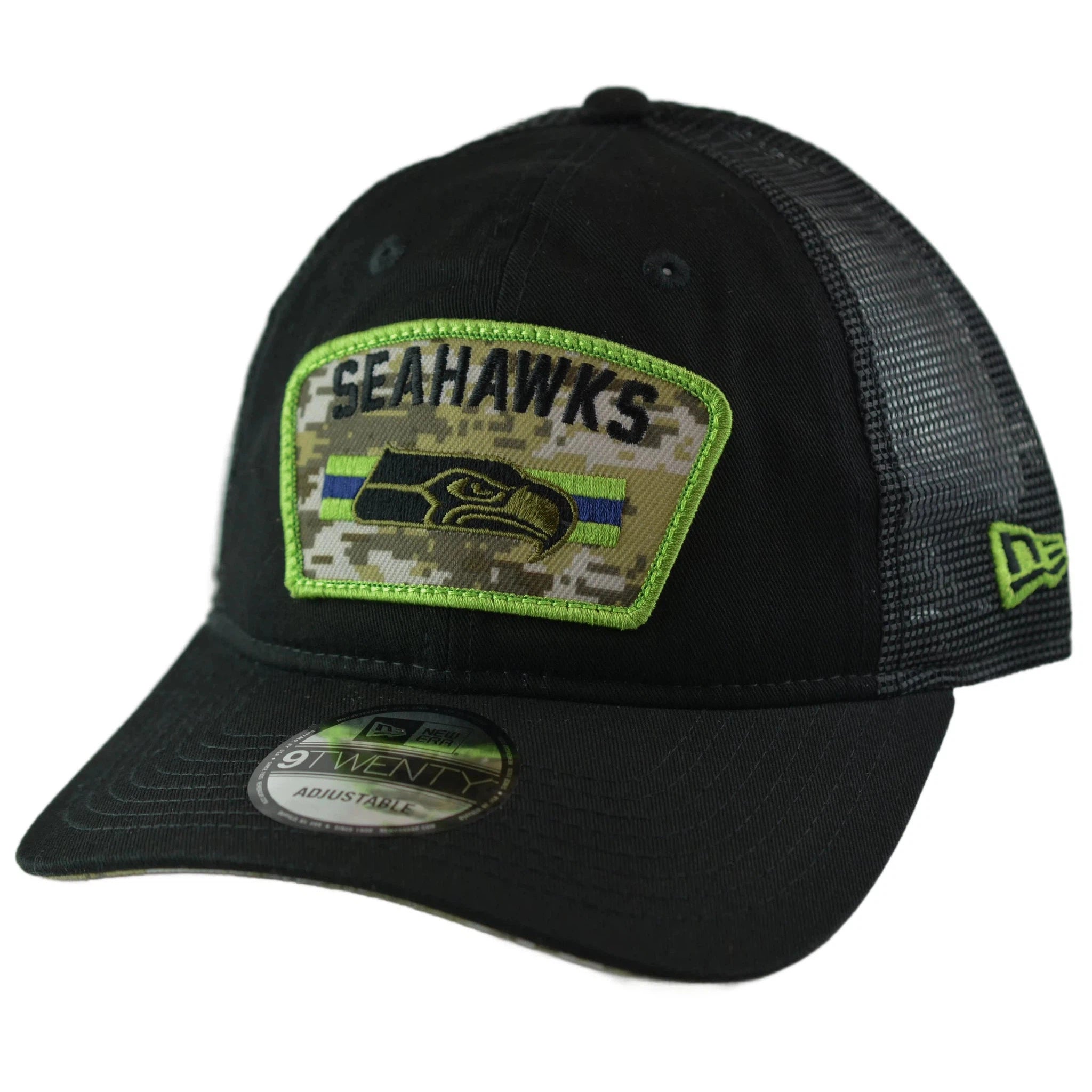 Seattle Seahawks New Era 920 Salute To Service Black Mesh Back Adjustable Men's Snapback Hat