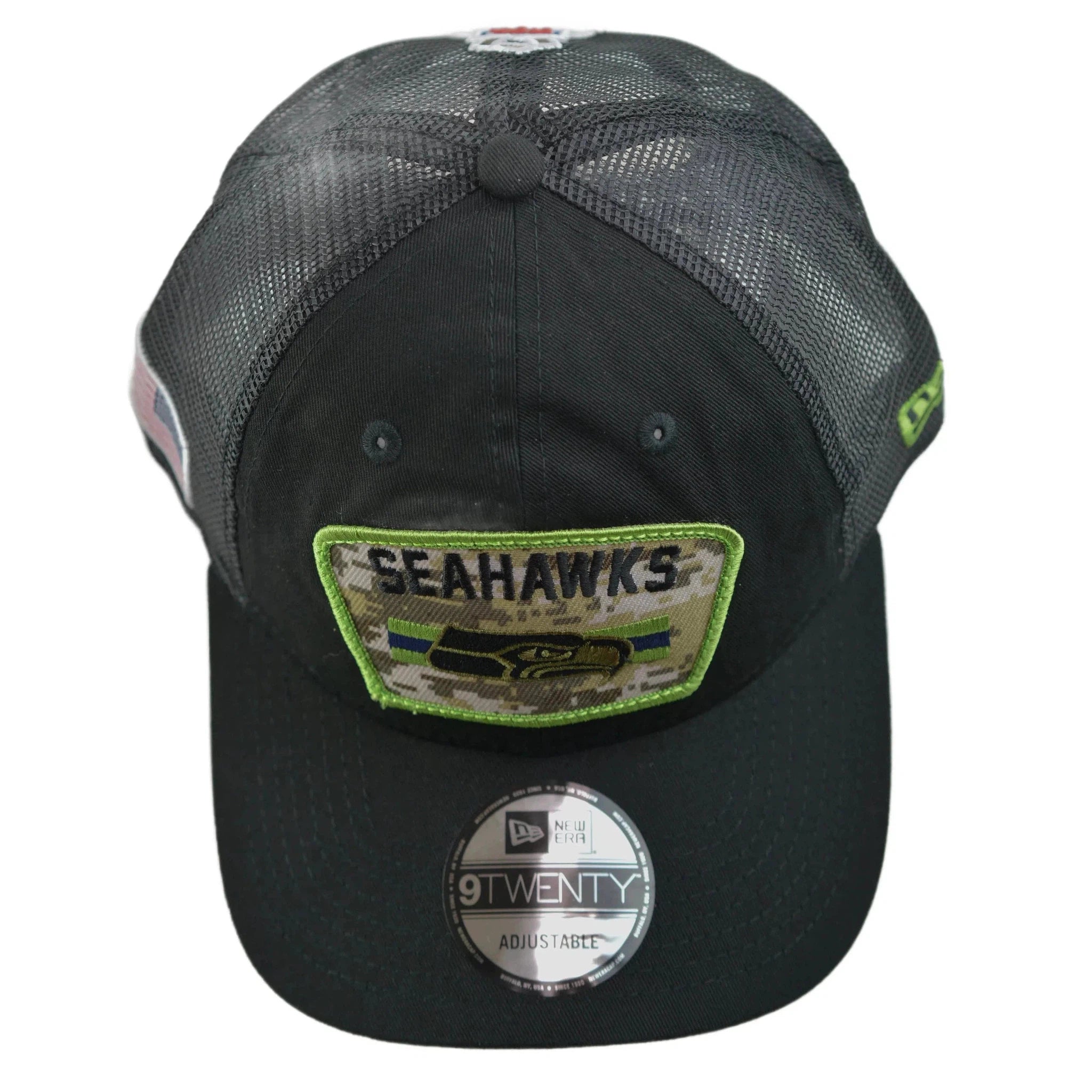 Seattle Seahawks New Era 920 Salute To Service Black Mesh Back Adjustable Men's Snapback Hat