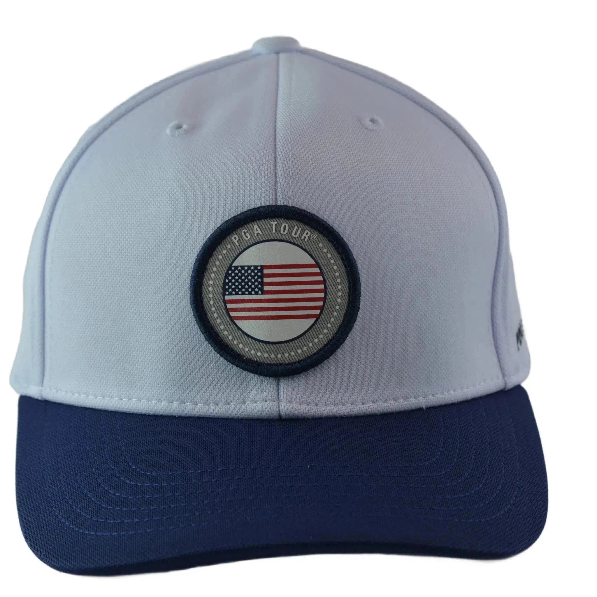 PGA Tour Pro Series Circle Logo Lightweight White & Blue Adjustable Golf Hat