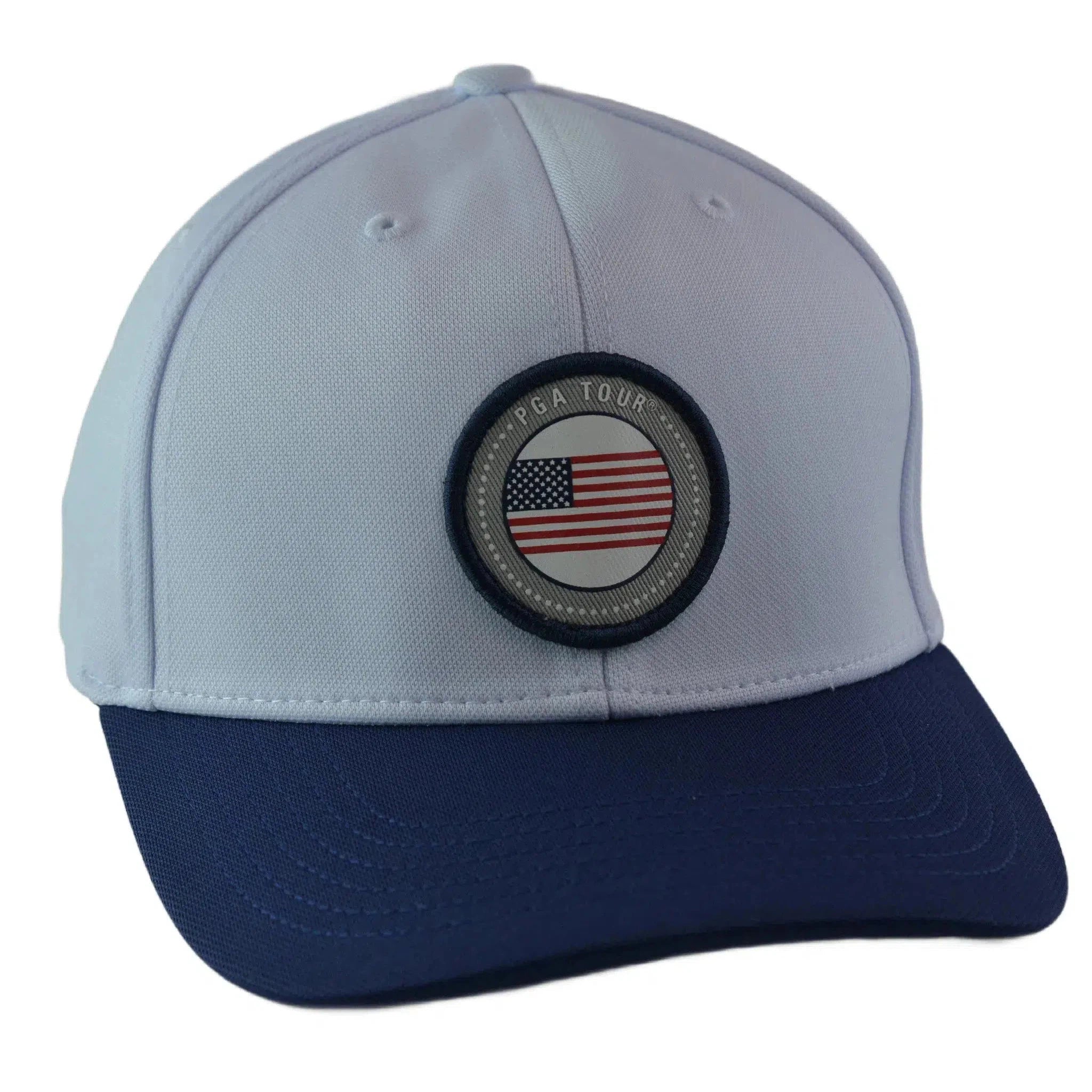 PGA Tour Pro Series Circle Logo Lightweight White & Blue Adjustable Golf Hat