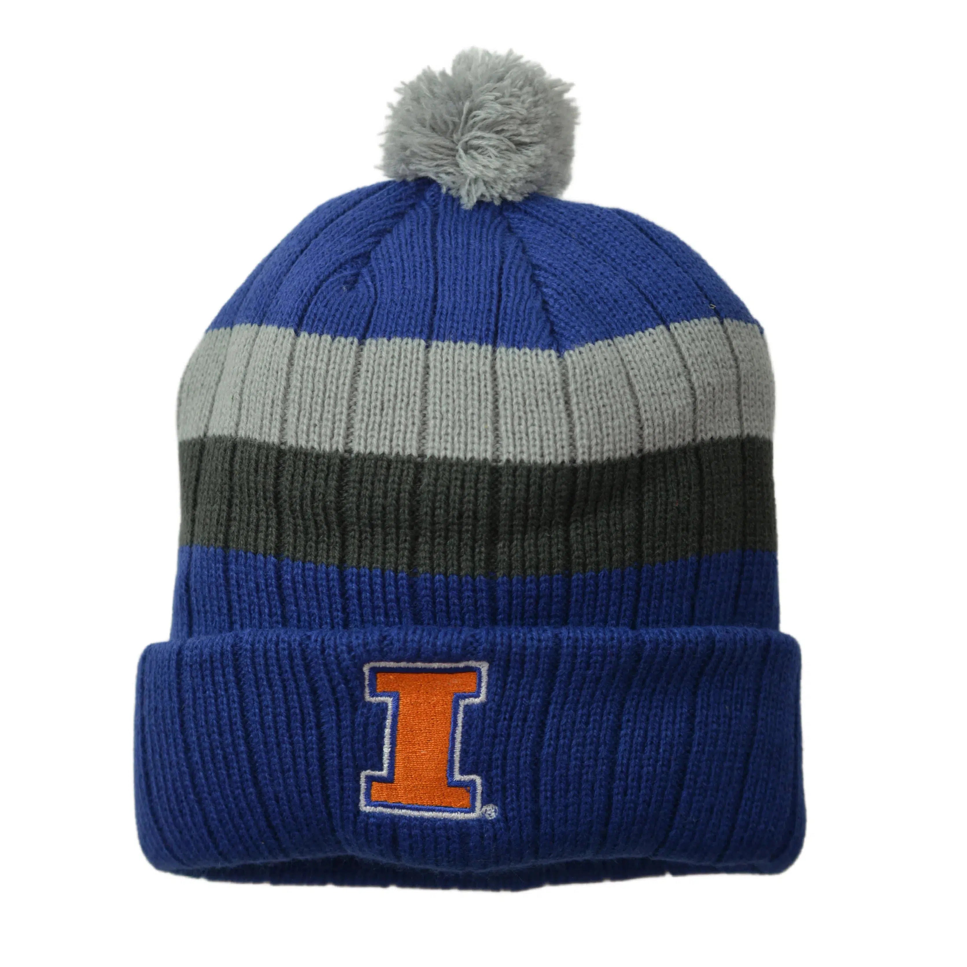 Illinois Fighting Illini NCAA Team Logo Knit Mini Pom Beanie Winter Hat