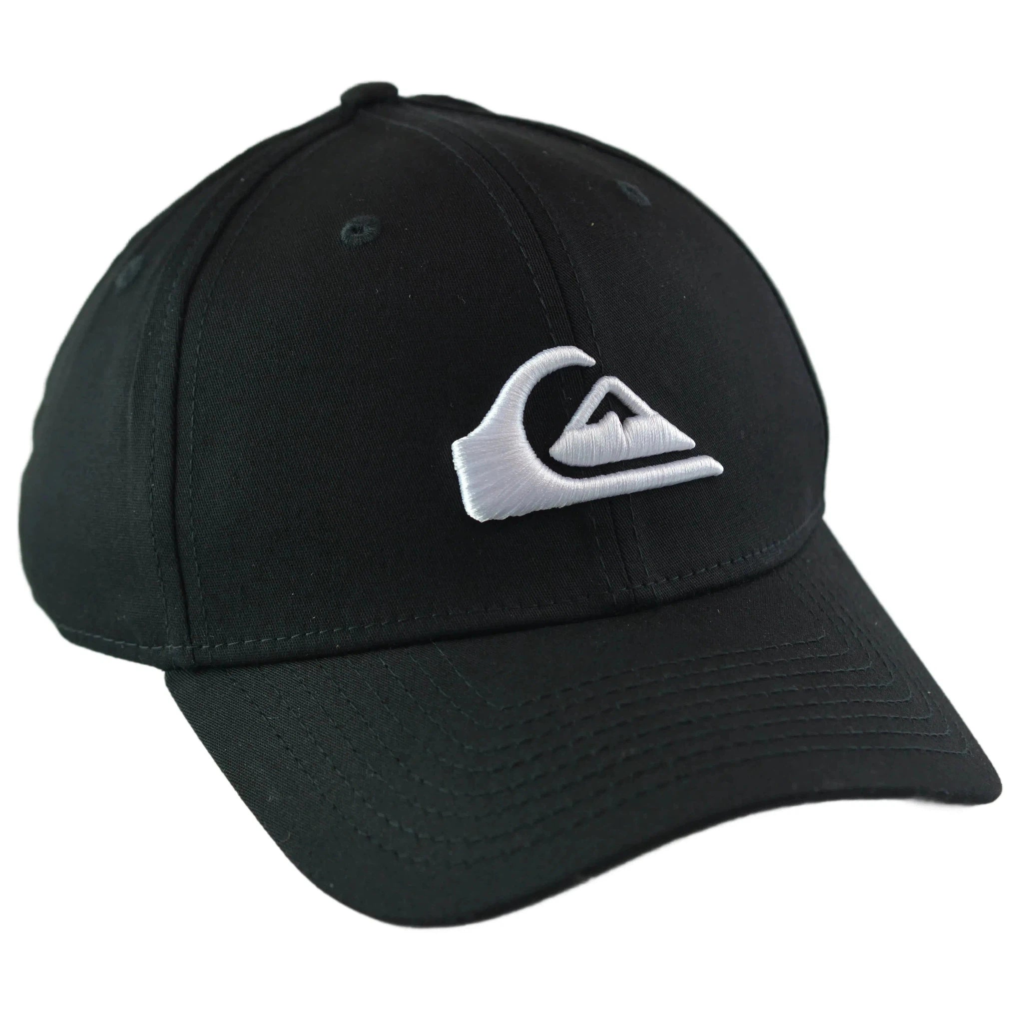 Quiksilver Mountain & Wave White Logo Flex FIt Black Hat