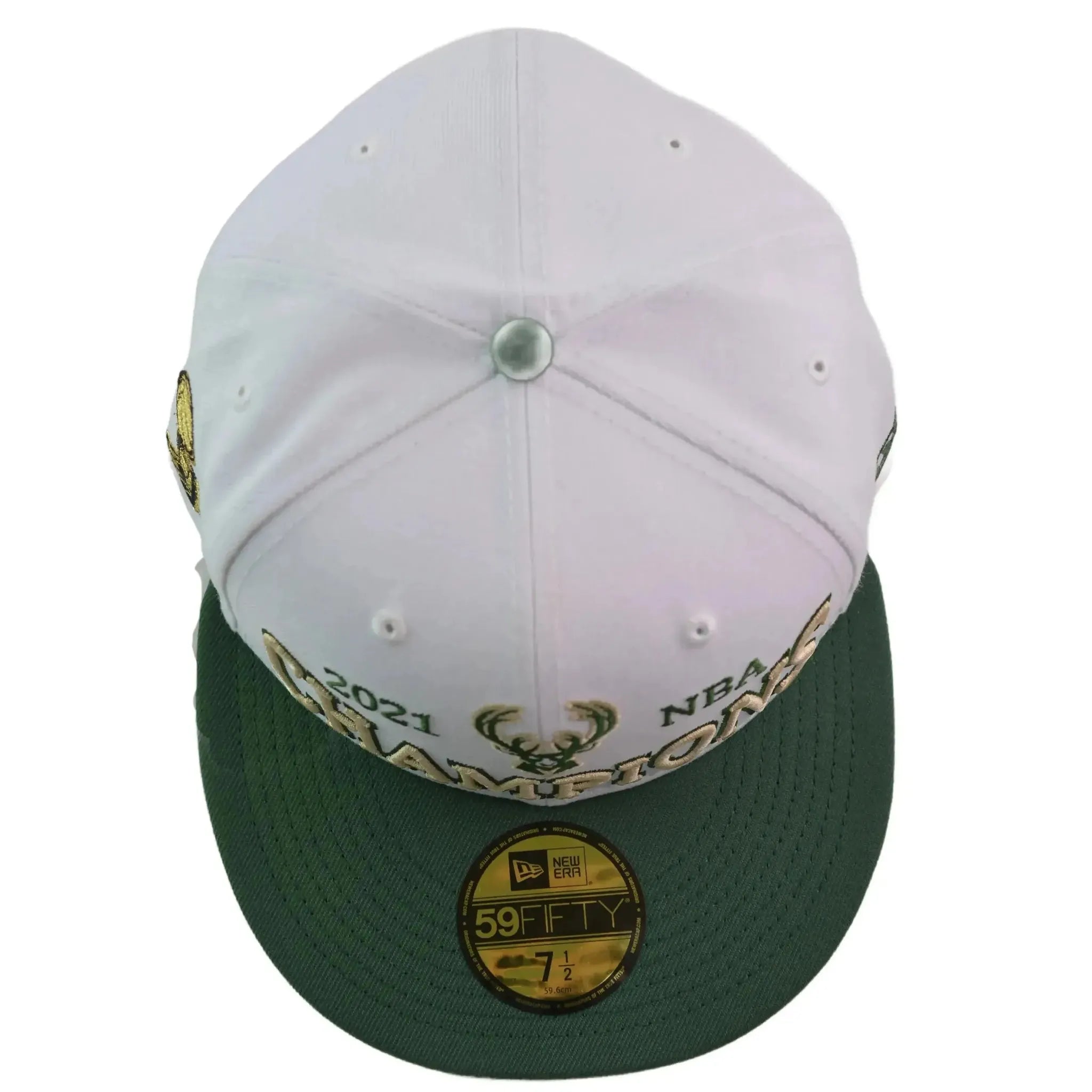 Milwaukee Bucks 21 NBA Champs 59FIFTY Fitted Hat New Era - White/Green