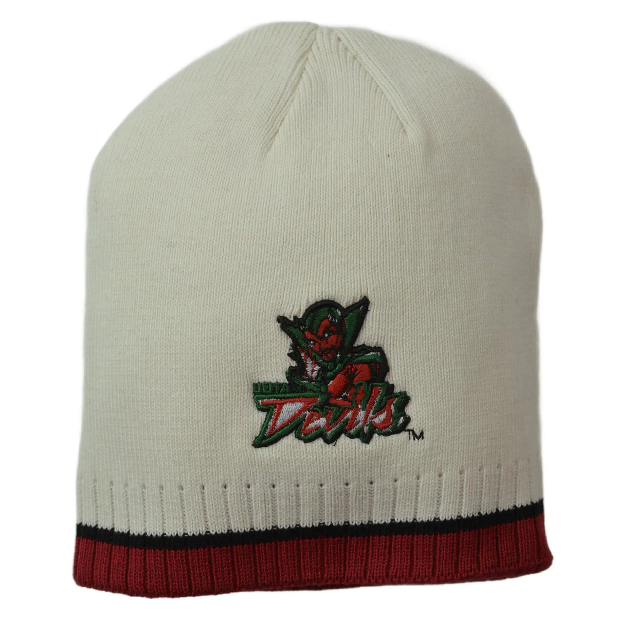 MVSU Delta Devils NCAA Team Logo Knit Off White Beanie Winter Hat