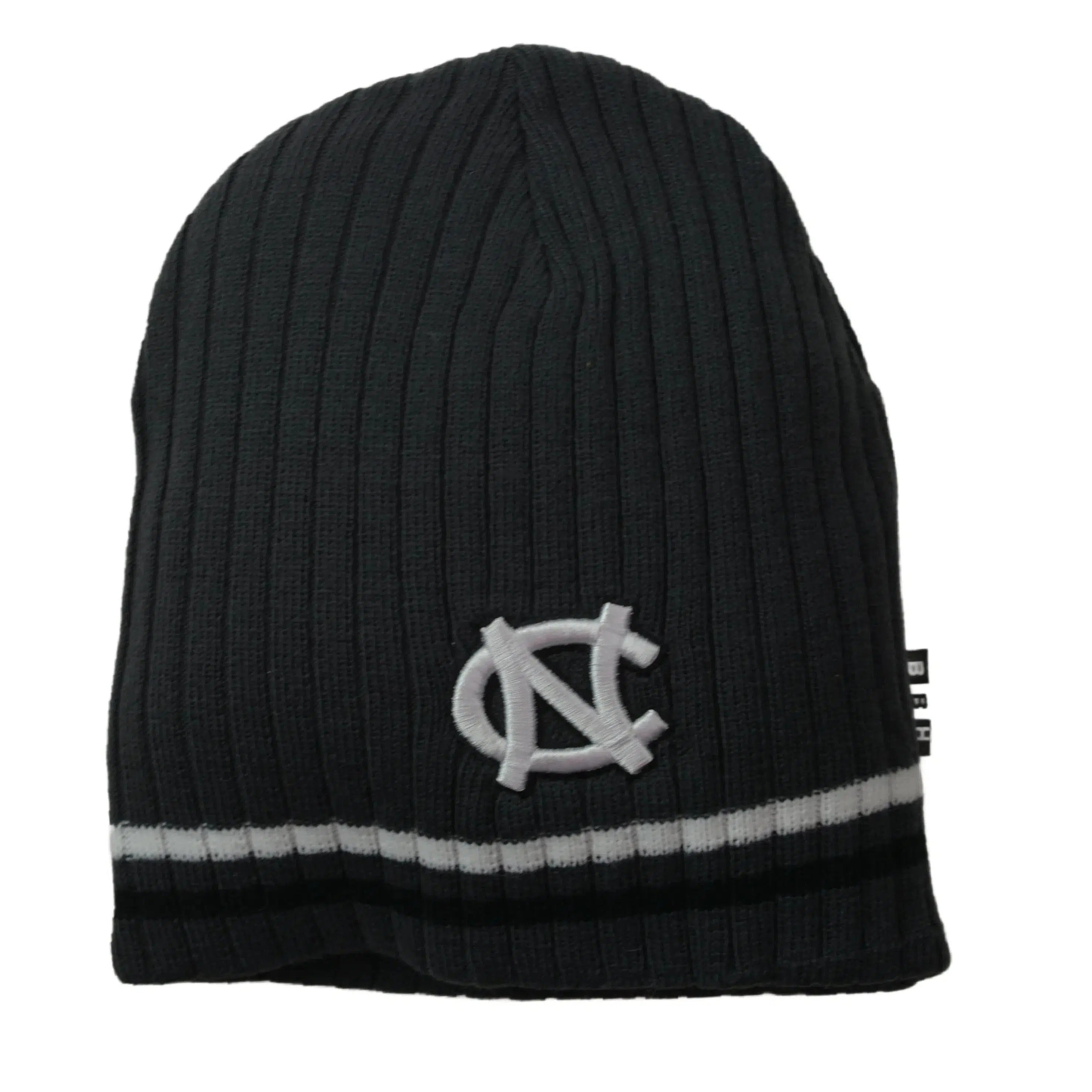 North Carolina Tar Heels BBH NCAA Primary Logo Striped Winter Knit Hat Beanie - Dark Gray