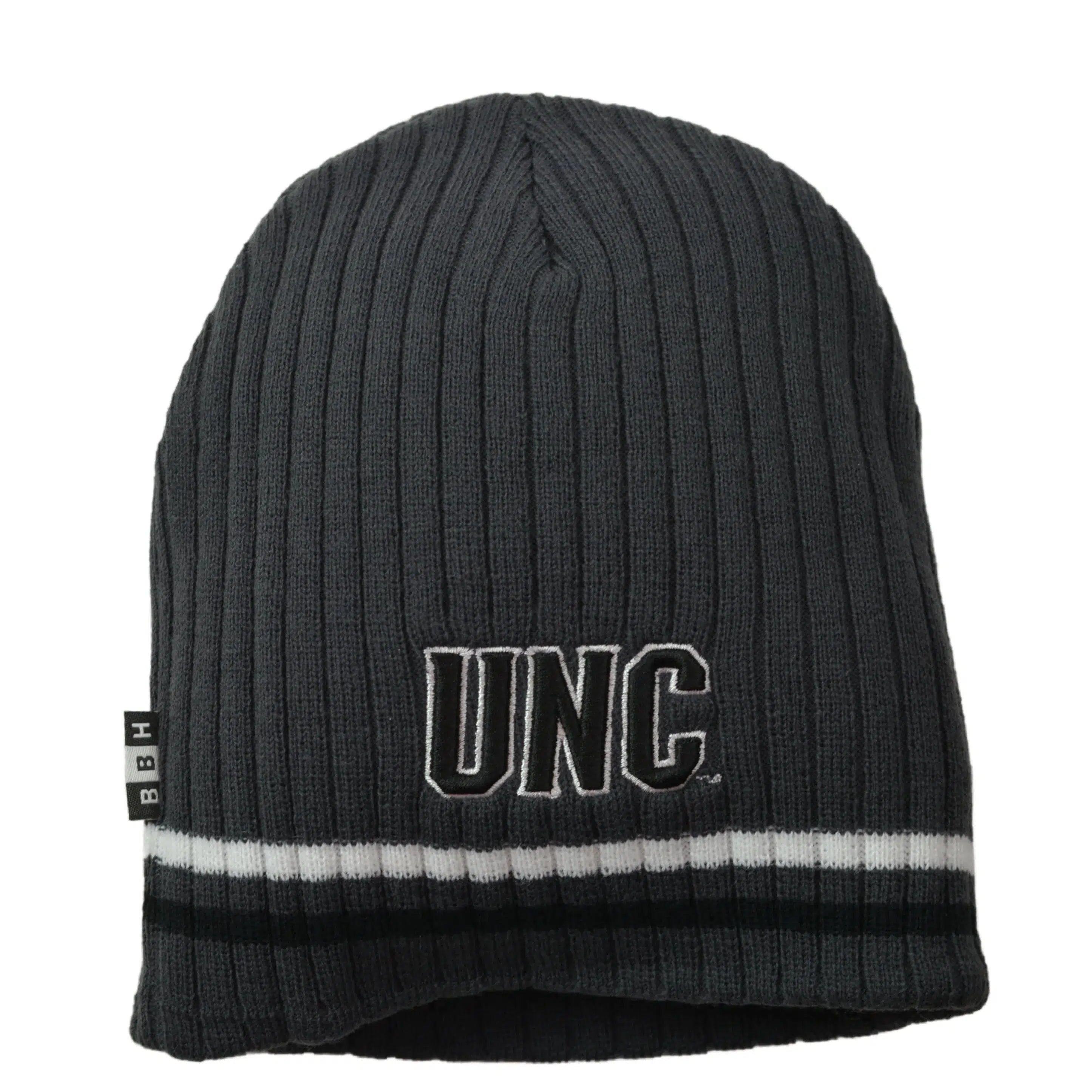 North Carolina Tar Heels BBH NCAA Primary Logo Striped Winter Knit Hat Beanie - Dark Gray