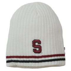 Stanford Cardinal BBH NCAA Primary Logo Striped Ribbed Beanie Winter Knit Hat - White