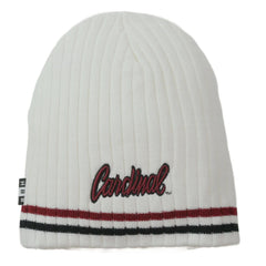 Stanford Cardinal BBH NCAA Primary Logo Striped Ribbed Beanie Winter Knit Hat - White