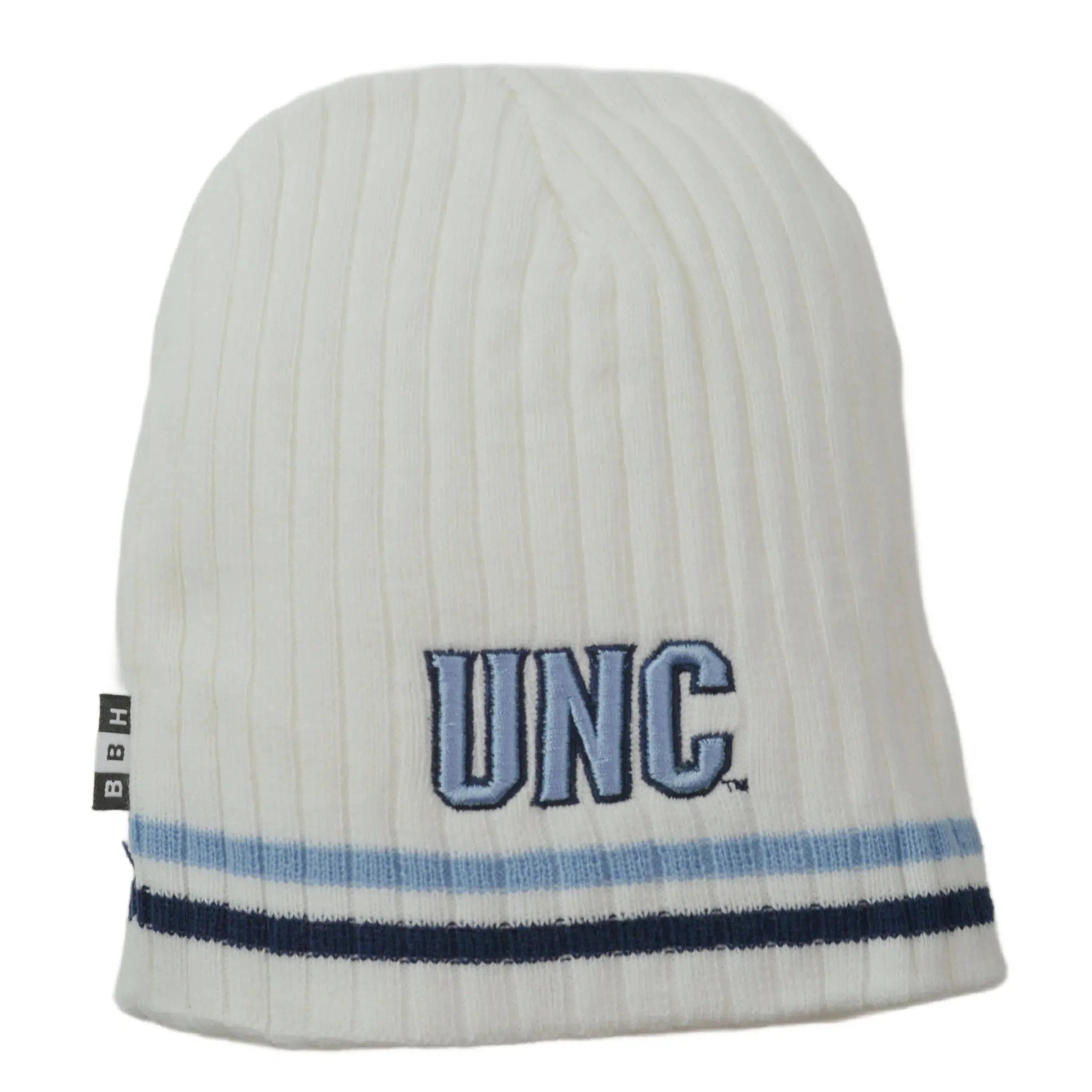 North Carolina Tar Heels BBH NCAA Primary Logo Striped Winter Knit Hat Beanie - White