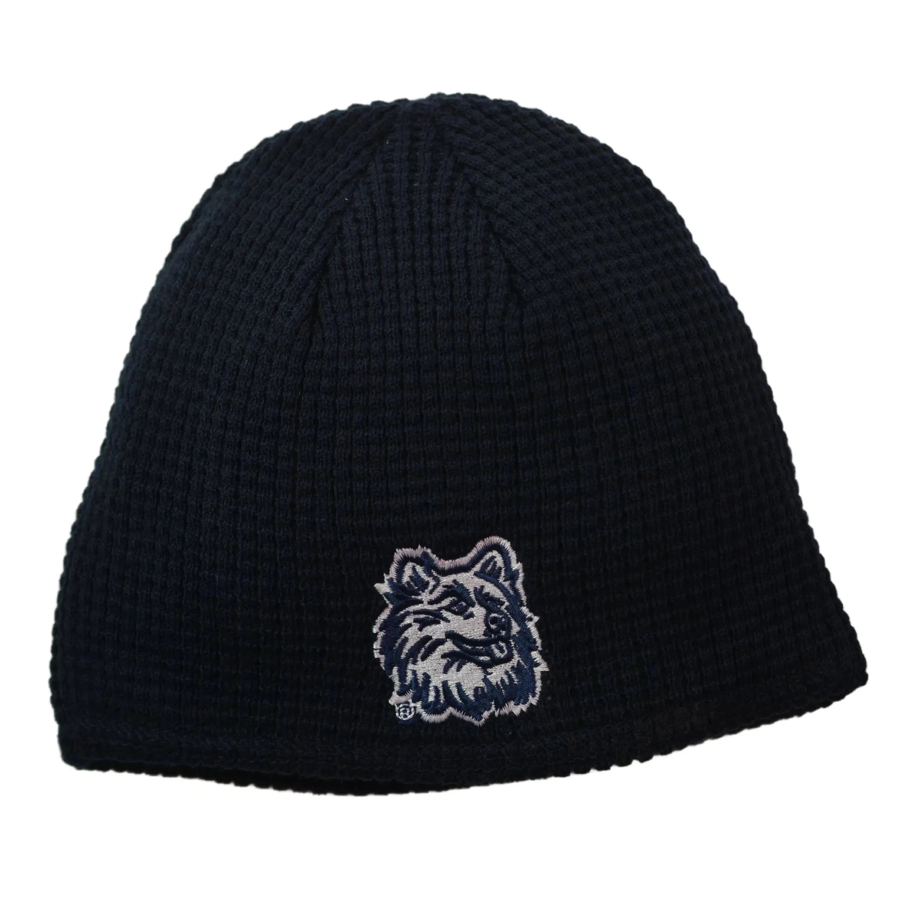 UConn Huskies NCAA Retro Team Logo Cuff-less Waffle Knit Navy Beanie Winter Hat