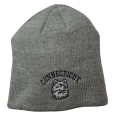 UConn Huskies NCAA Retro Team Logo Cuff-less Knit Gray Beanie Winter Hat