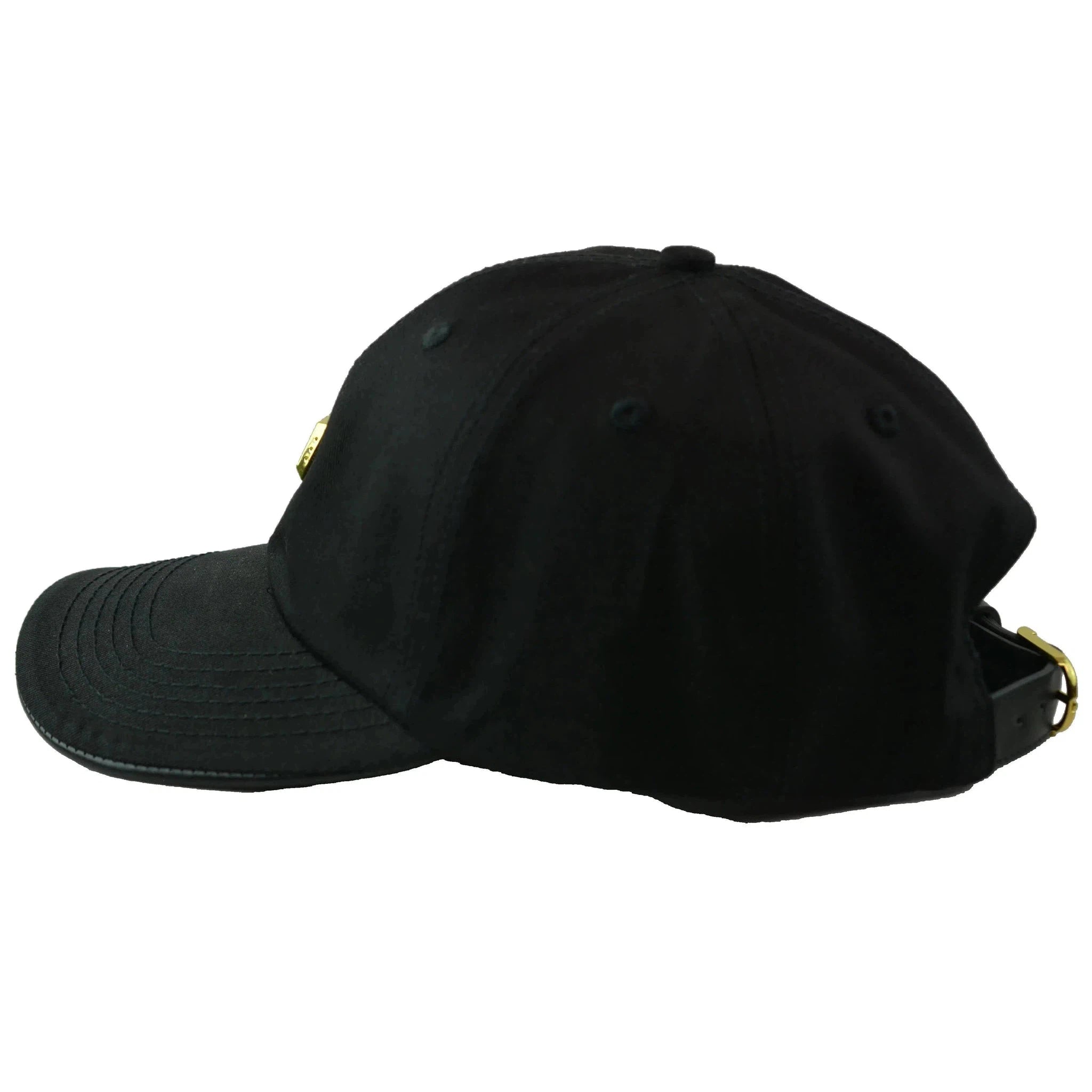 Capital Gains Men's Streetwear Black Dad Hat with Leather Under Visor Adjustable Cap