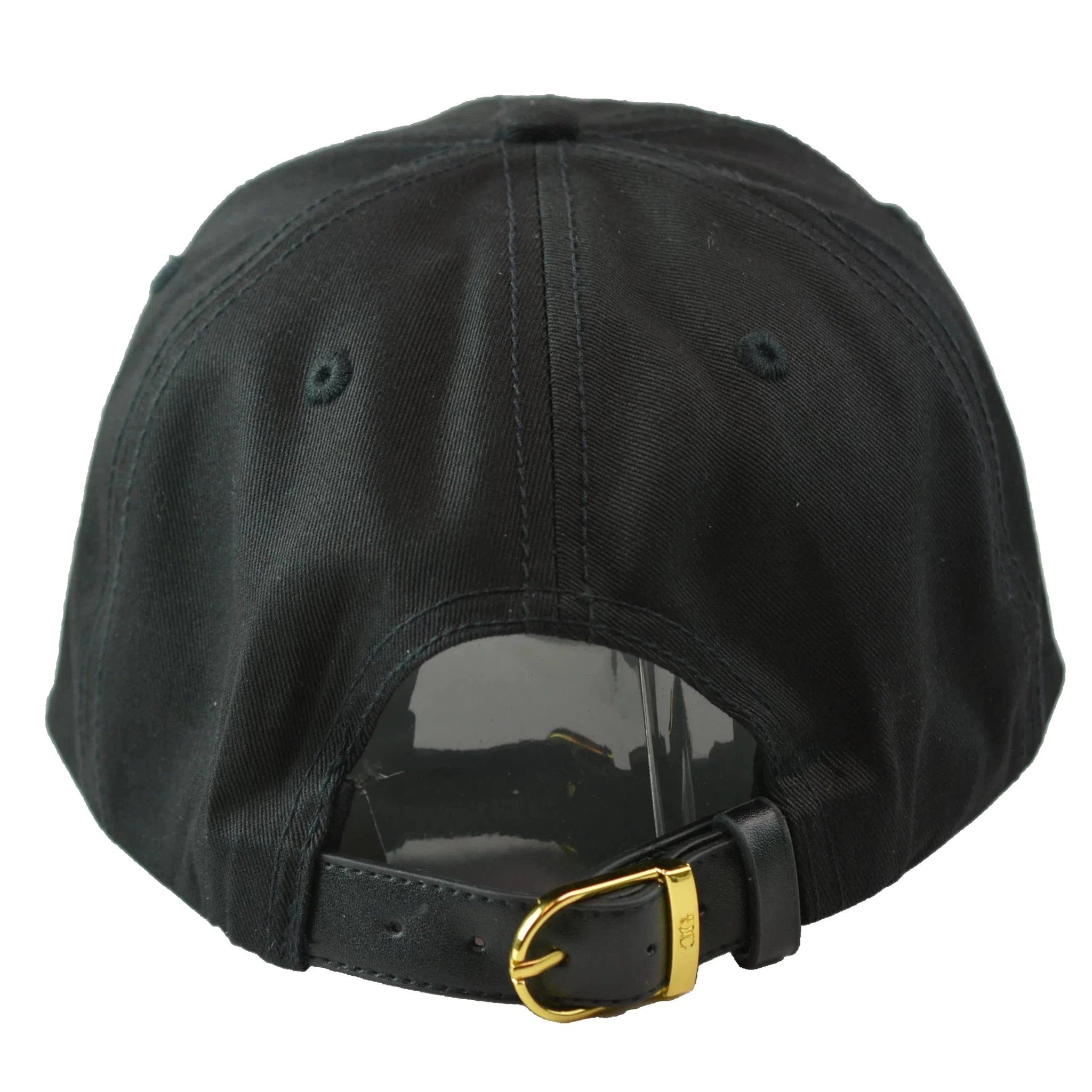 Capital Gains Men's Streetwear Black Dad Hat with Leather Under Visor Adjustable Cap