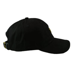 Capital Gains Men's Streetwear Black Dad Hat with Leather Under Visor Adjustable Cap