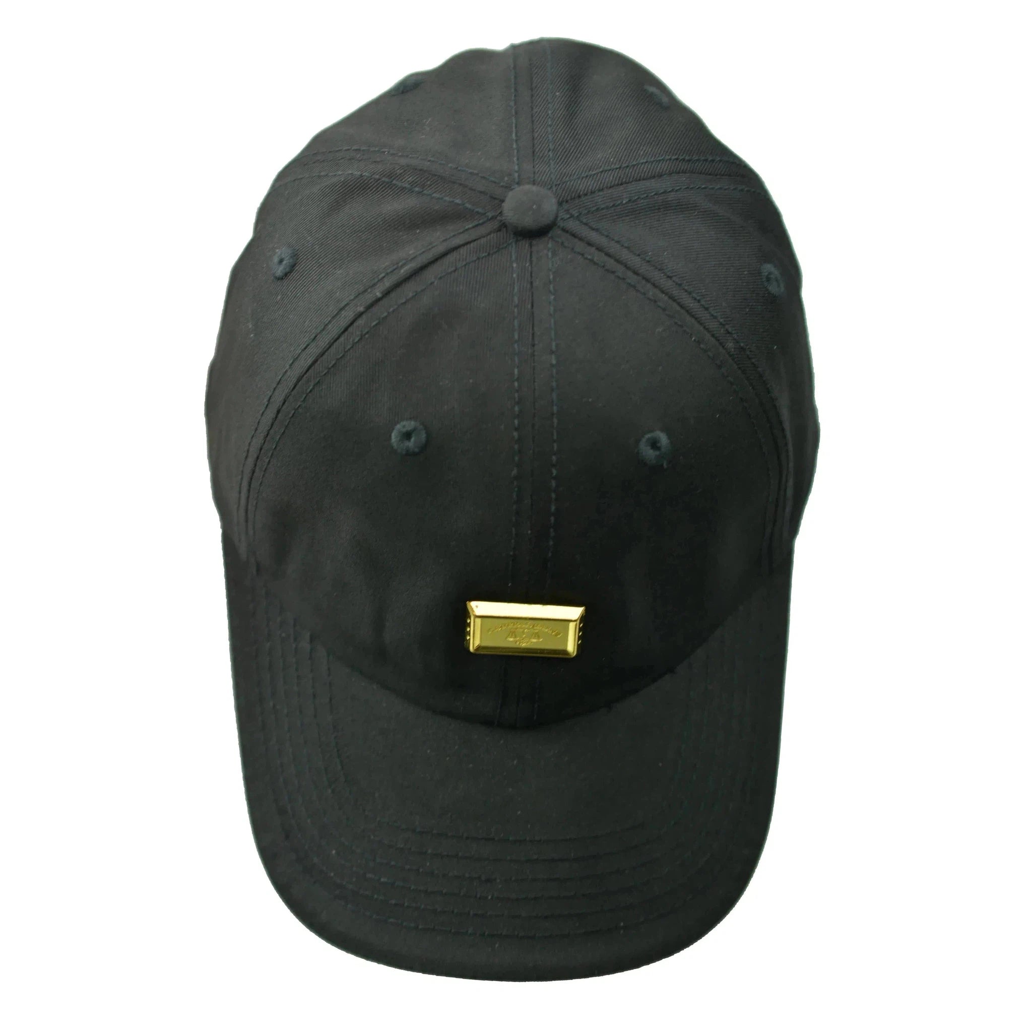 Capital Gains Men's Streetwear Black Dad Hat with Leather Under Visor Adjustable Cap