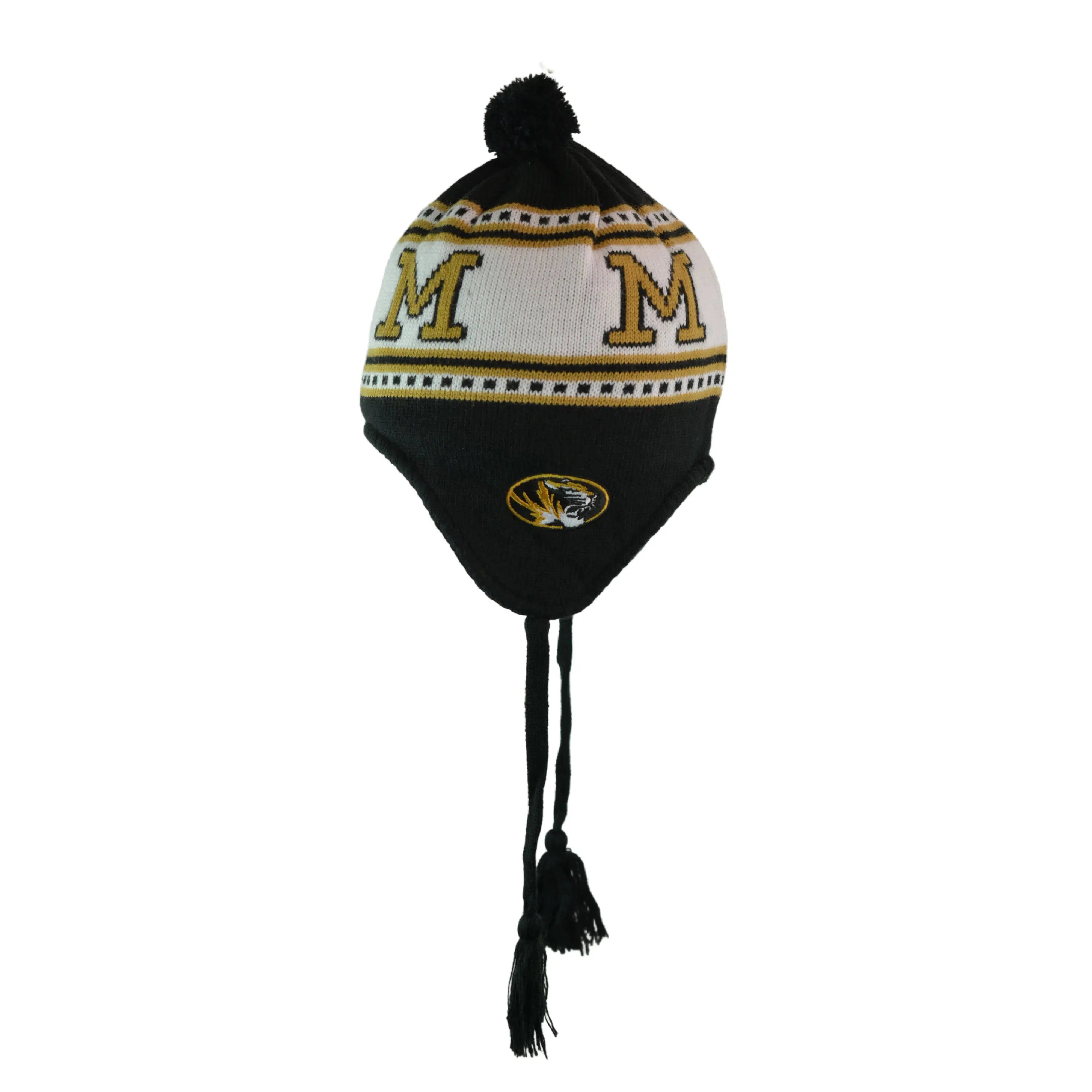 Missouri Tigers '47 Brand NCAA Wampa Knit Beanie Winter Pom Hat with Tassels