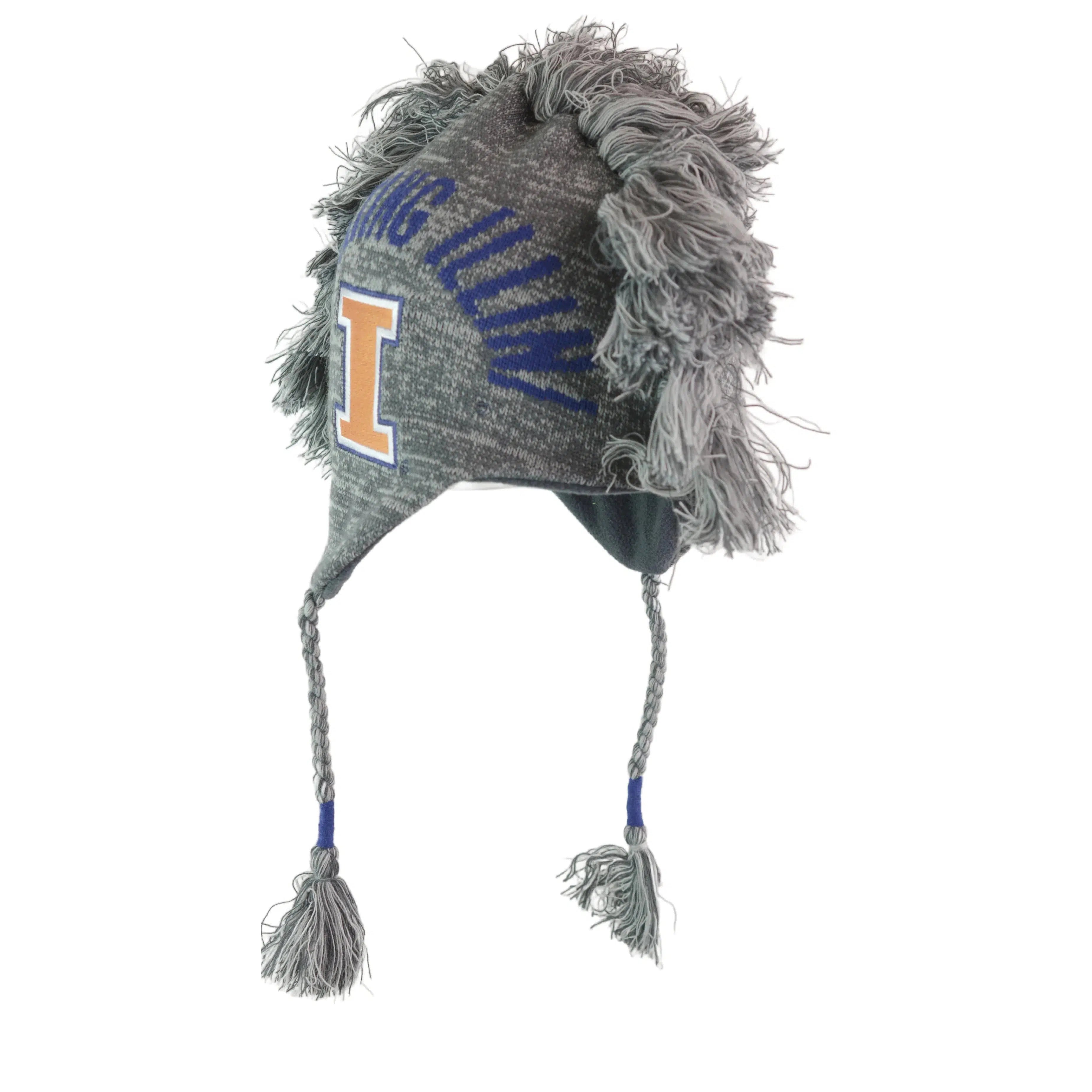 Illinois Fighting Illini NCAA Mohawk-Style Gray Winter Beanie