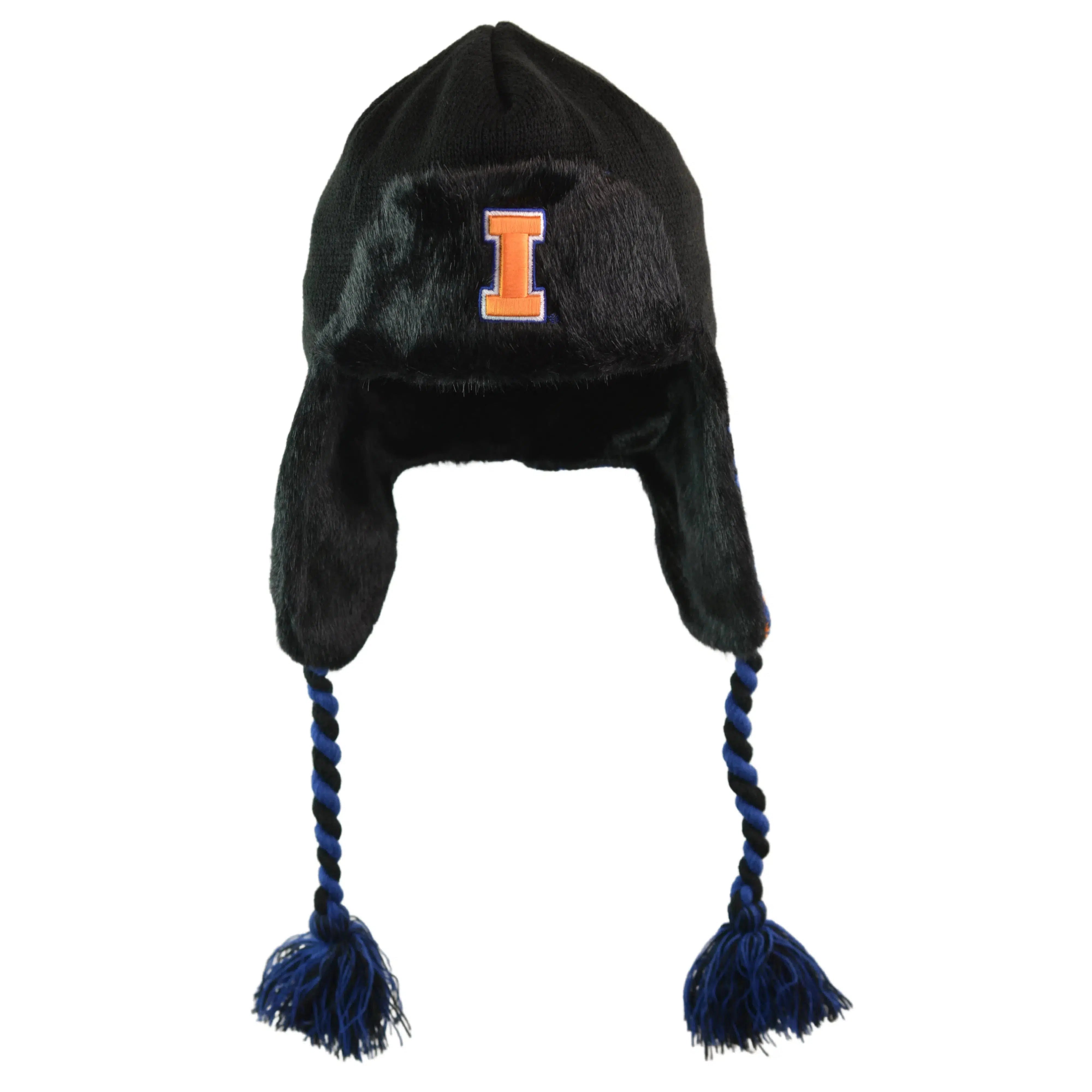 Illinois Fighting Illini NCAA Black Trapper Style Beanie Winter Hat