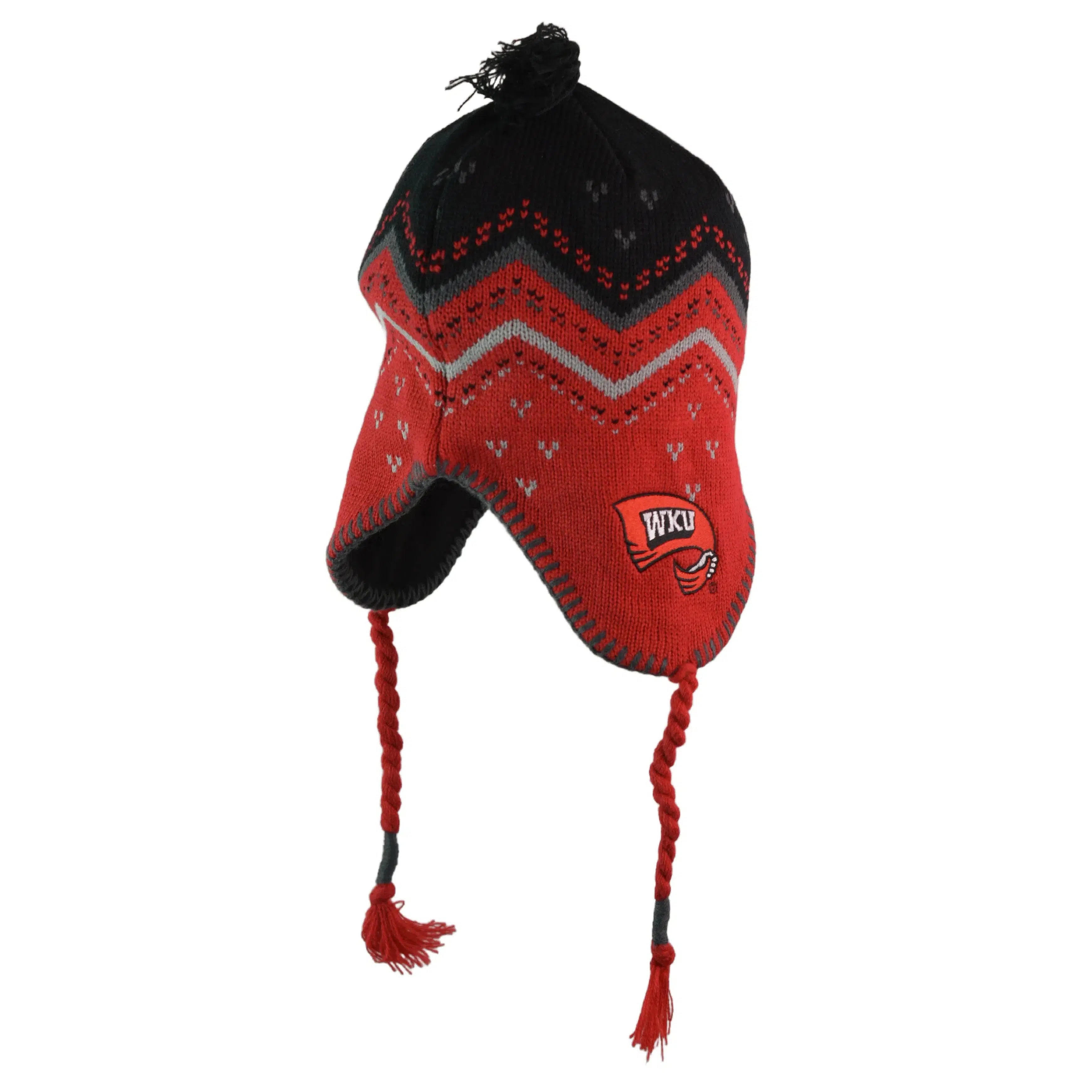 WKU Western Kentucky Hill toppers NCAA Team Logo Beanie with Ear Flaps and Tassels