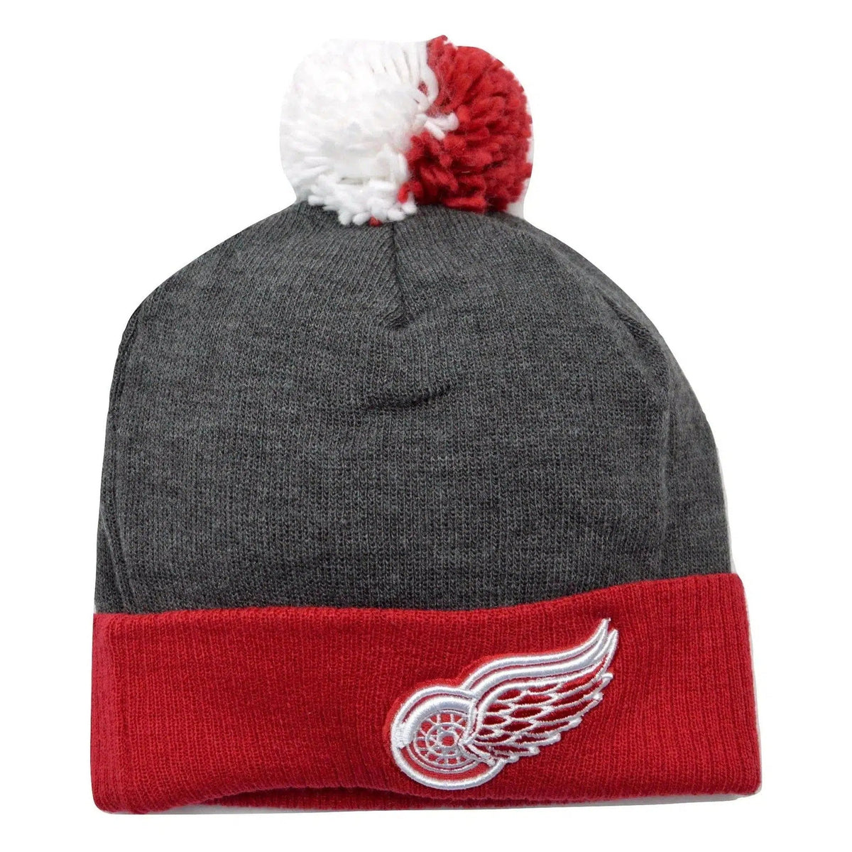 Detroit Red Wings Reebok KQ97Z NHL Hockey 2 Tone Knit Pom Beanie Winter Hat