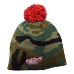 Detroit Red Wings Reebok NHL Hockey Camo Cuffless Beanie Knit Hat with Pom