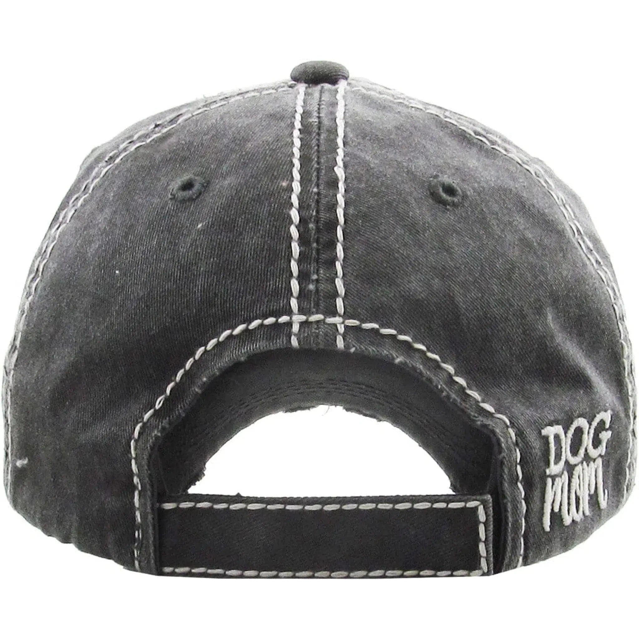 Dog Mom Vintage Distressed Adjustable Dark Gray Women's Baseball Hat