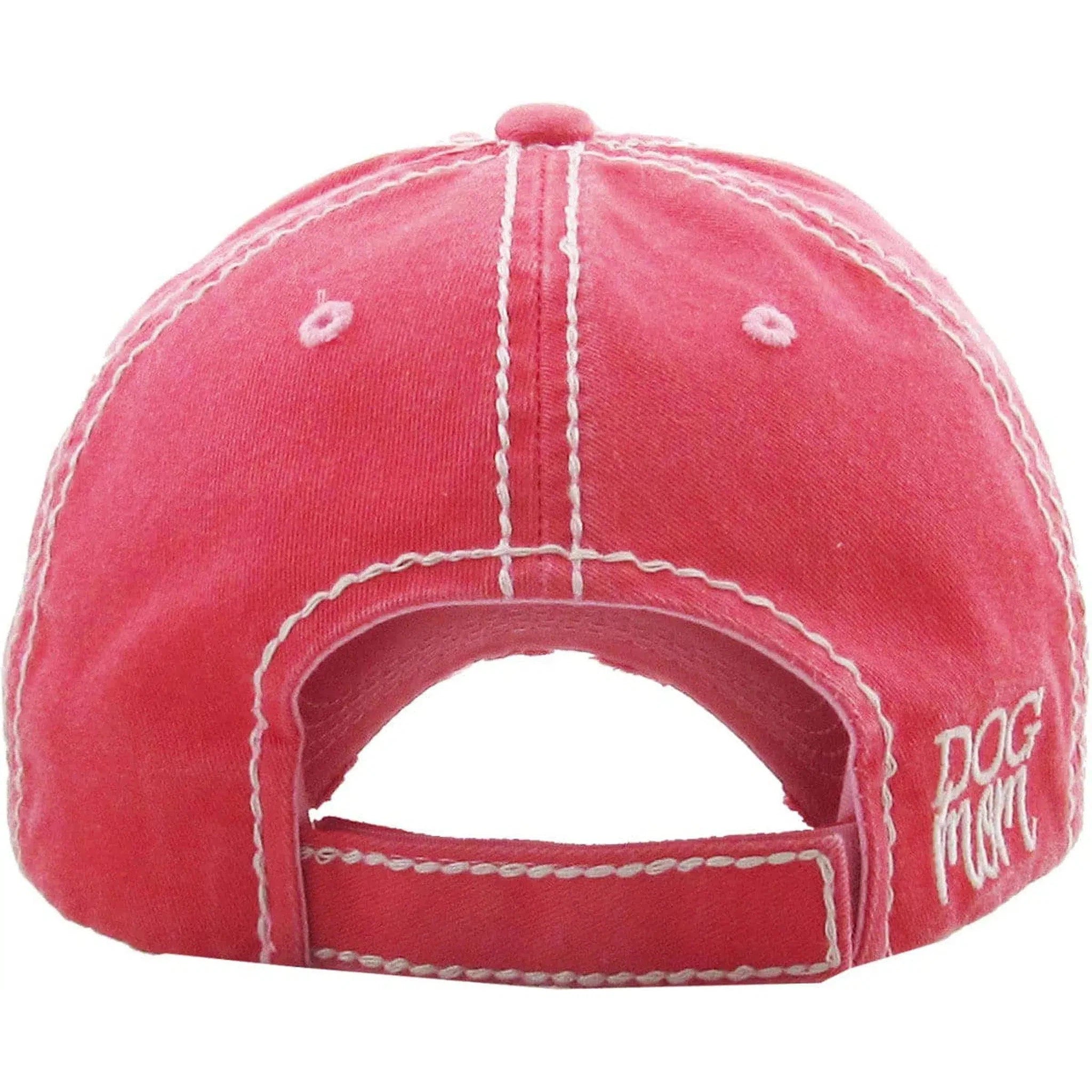 Dog Mom Vintage Distressed Adjustable Pink Women's Baseball Hat